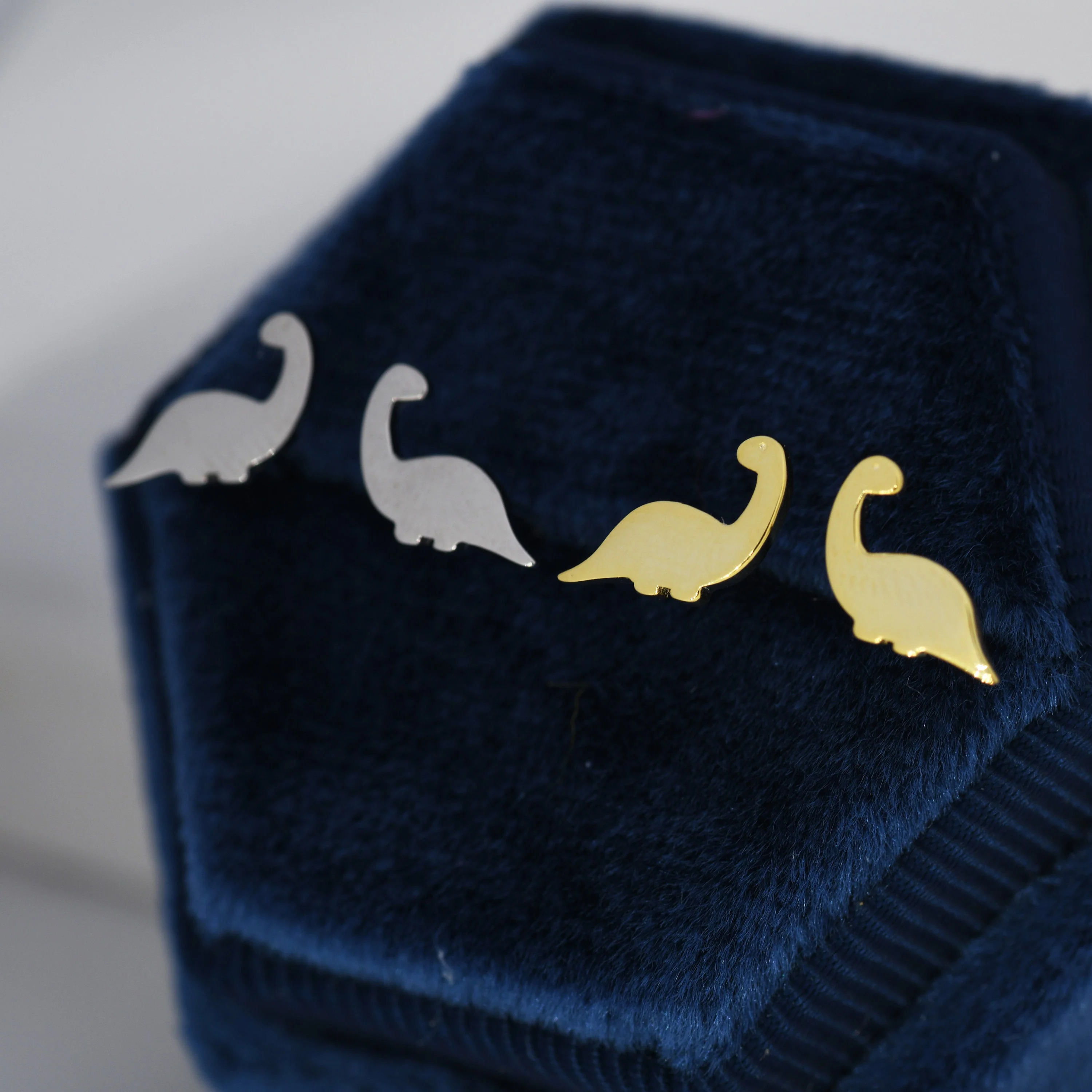Tiny Dinosaur Stud Earrings in Sterling Silver, Silver or Gold - Image 4