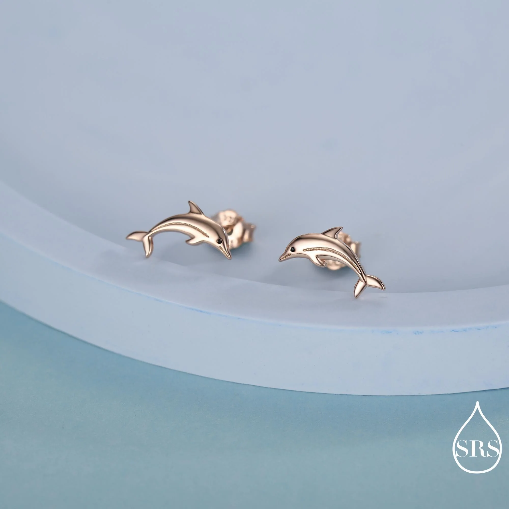 Tiny Dolphin Stud Earrings in Sterling Silver, Also in Gold or Rose Gold, Dolphin Earrings, Nature Inspired Animal Earrings - Image 5