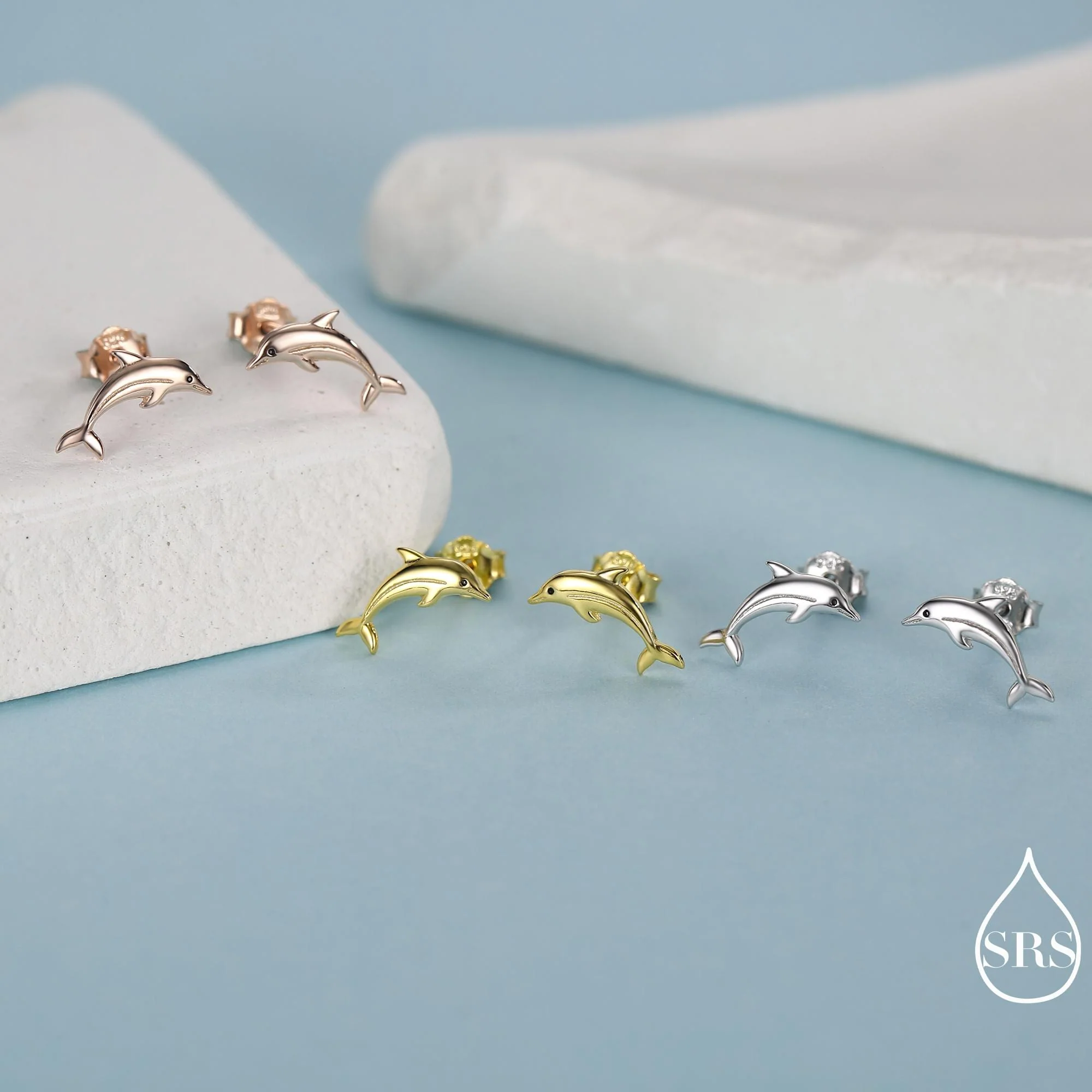 Tiny Dolphin Stud Earrings in Sterling Silver, Also in Gold or Rose Gold, Dolphin Earrings, Nature Inspired Animal Earrings - Image 7