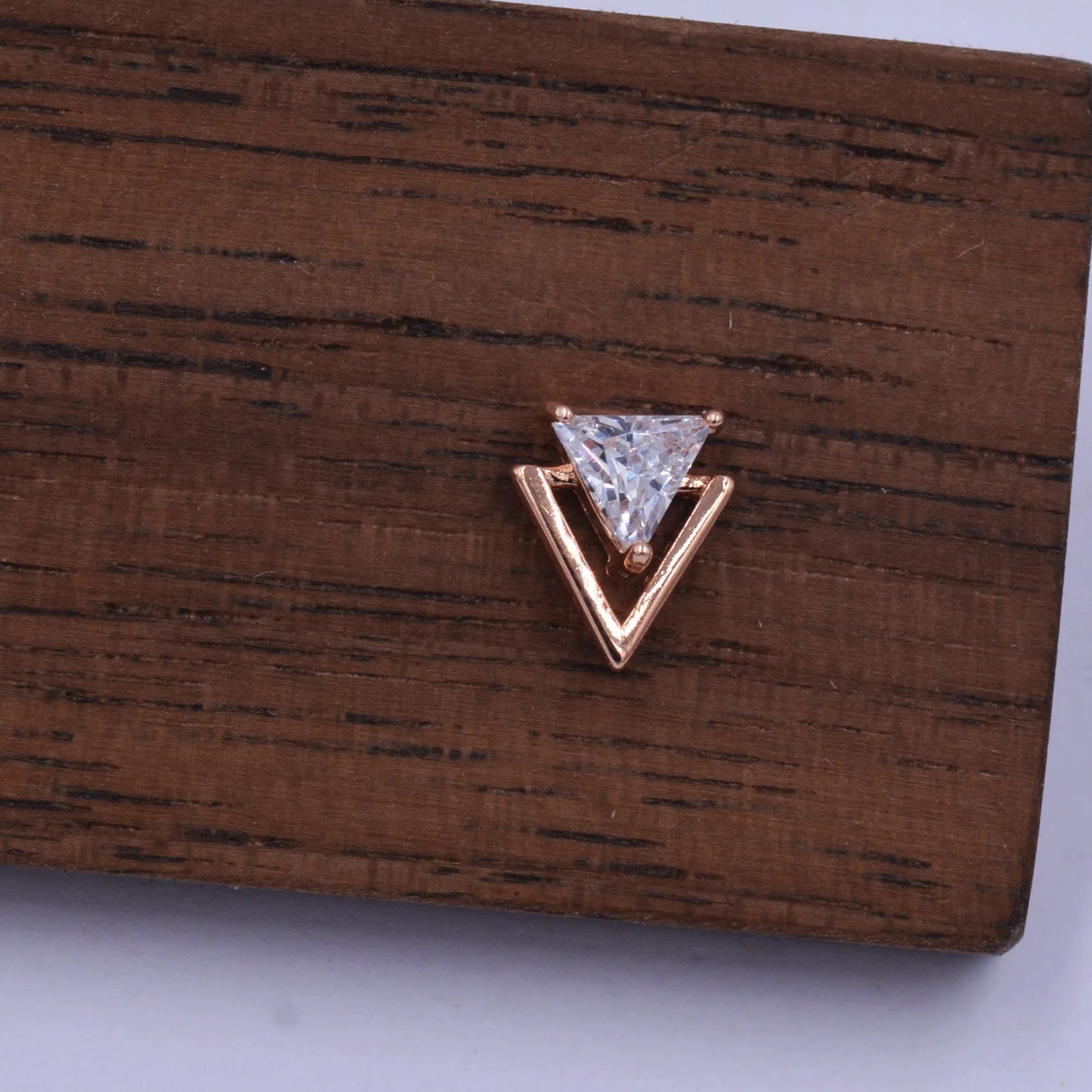 Tiny Double Triangle Arrow Arrowhead Stud Earrings, Rose Gold over Sterling Silver, Chevron Geometric Minimalist Design - Image 6