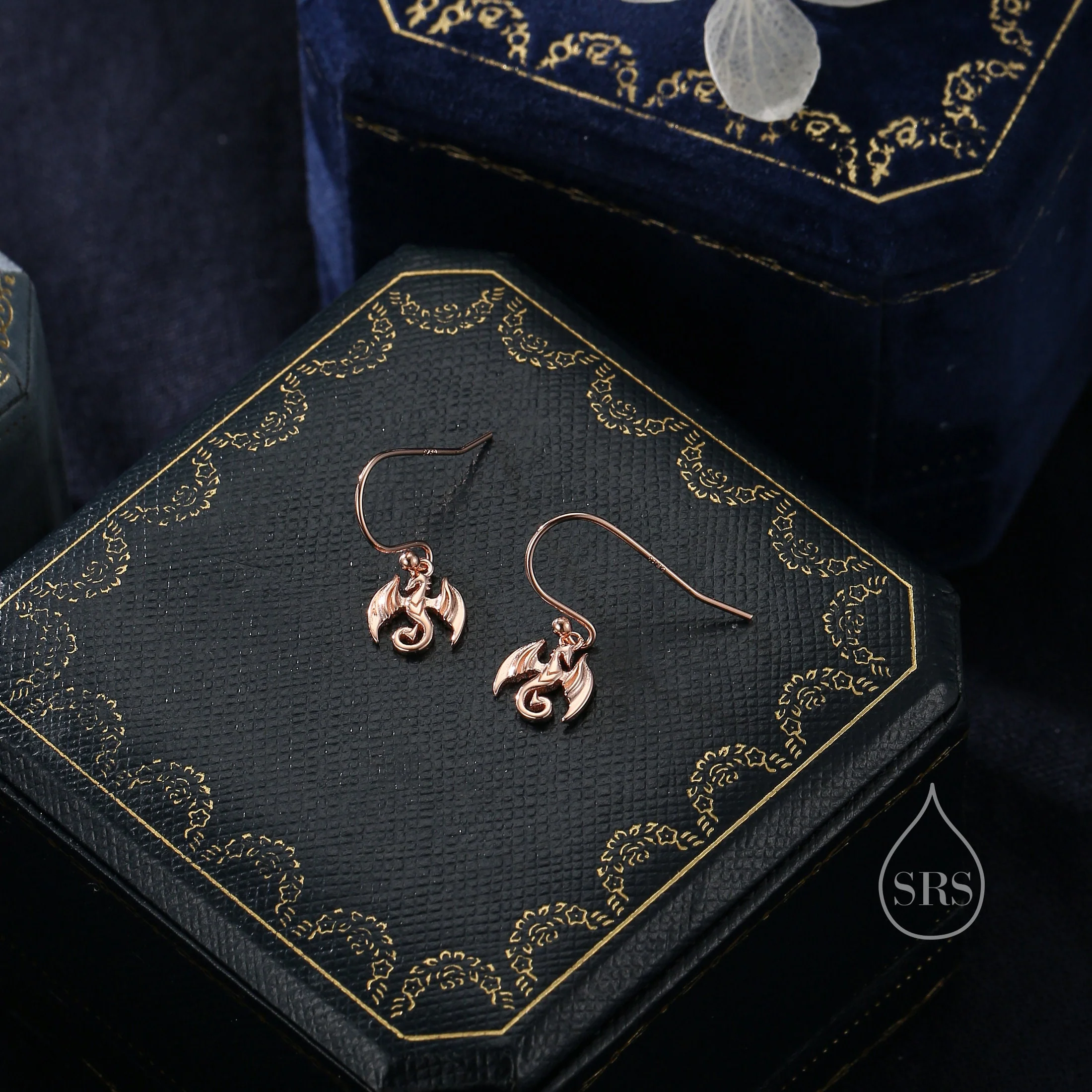 Tiny Dragon Drop Hook Earrings in Sterling Silver, Silver or Gold or Rose Gold, Sterling Silver Dragon Dangle Earrings - Image 5