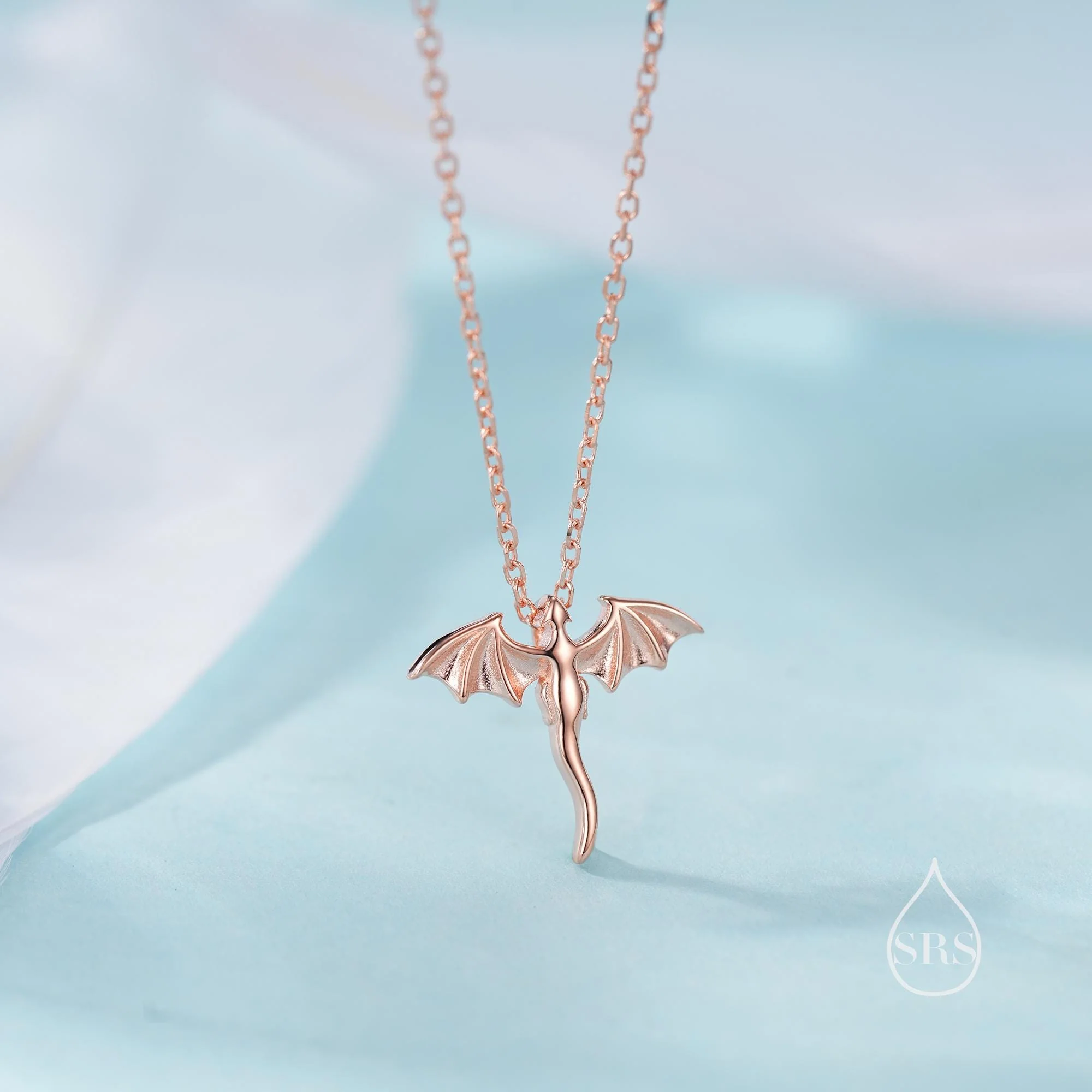 Tiny Dragon Pendant Necklace in Sterling Silver, Silver or Gold or Rose Gold, Flying Dragon Necklace, Small Dragon Pendant - Image 4
