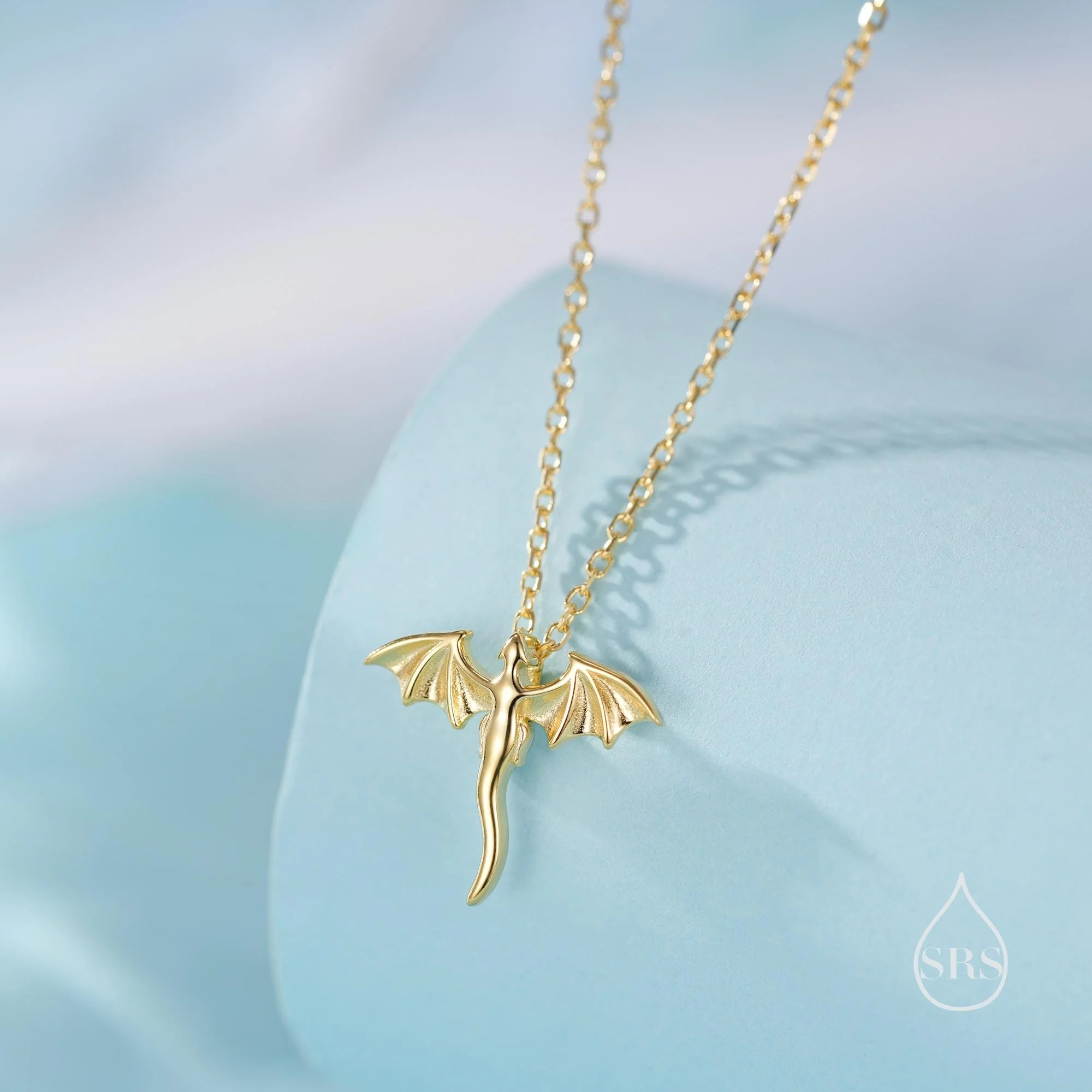 Tiny Dragon Pendant Necklace in Sterling Silver, Silver or Gold or Rose Gold, Flying Dragon Necklace, Small Dragon Pendant - Image 5