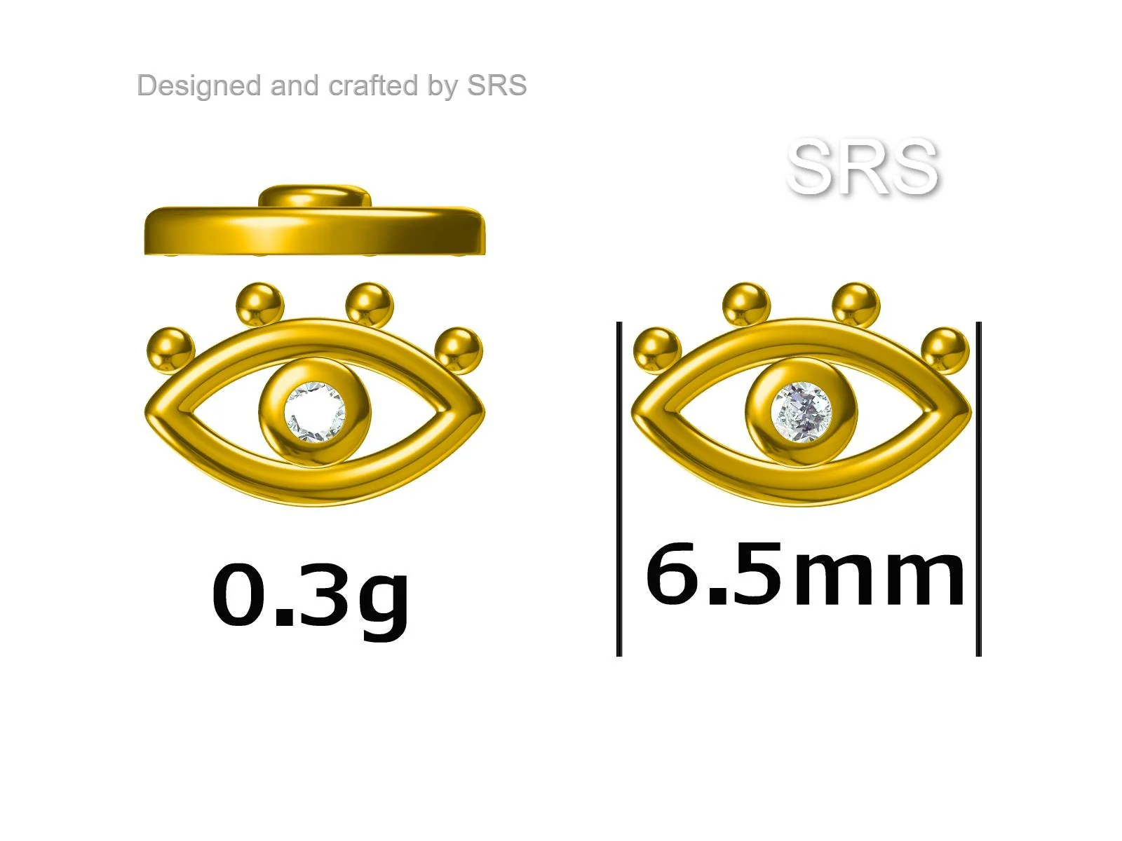 Tiny Eye Stud Earrings in Sterling Silver, Silver or Gold,  Evil Eye Stud, Stacking Earrings, Extra Small Stud - Image 4