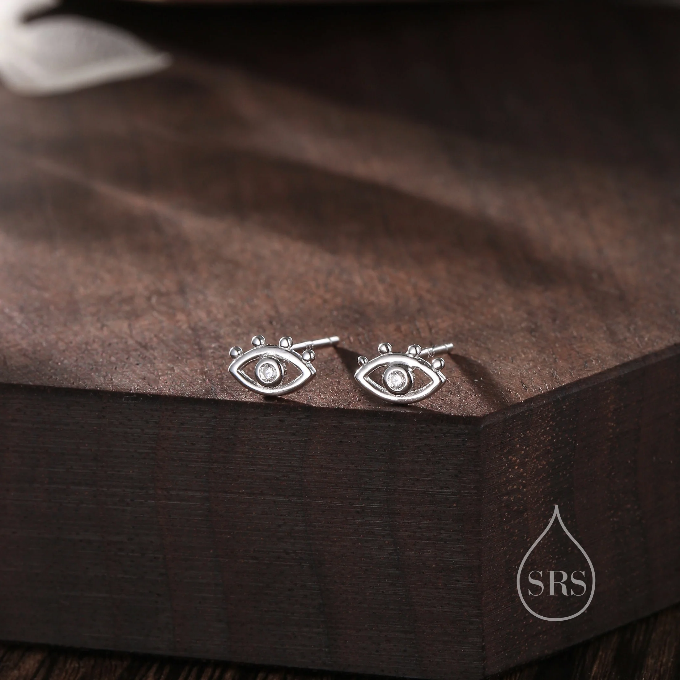 Tiny Eye Stud Earrings in Sterling Silver, Silver or Gold,  Evil Eye Stud, Stacking Earrings, Extra Small Stud - Image 6