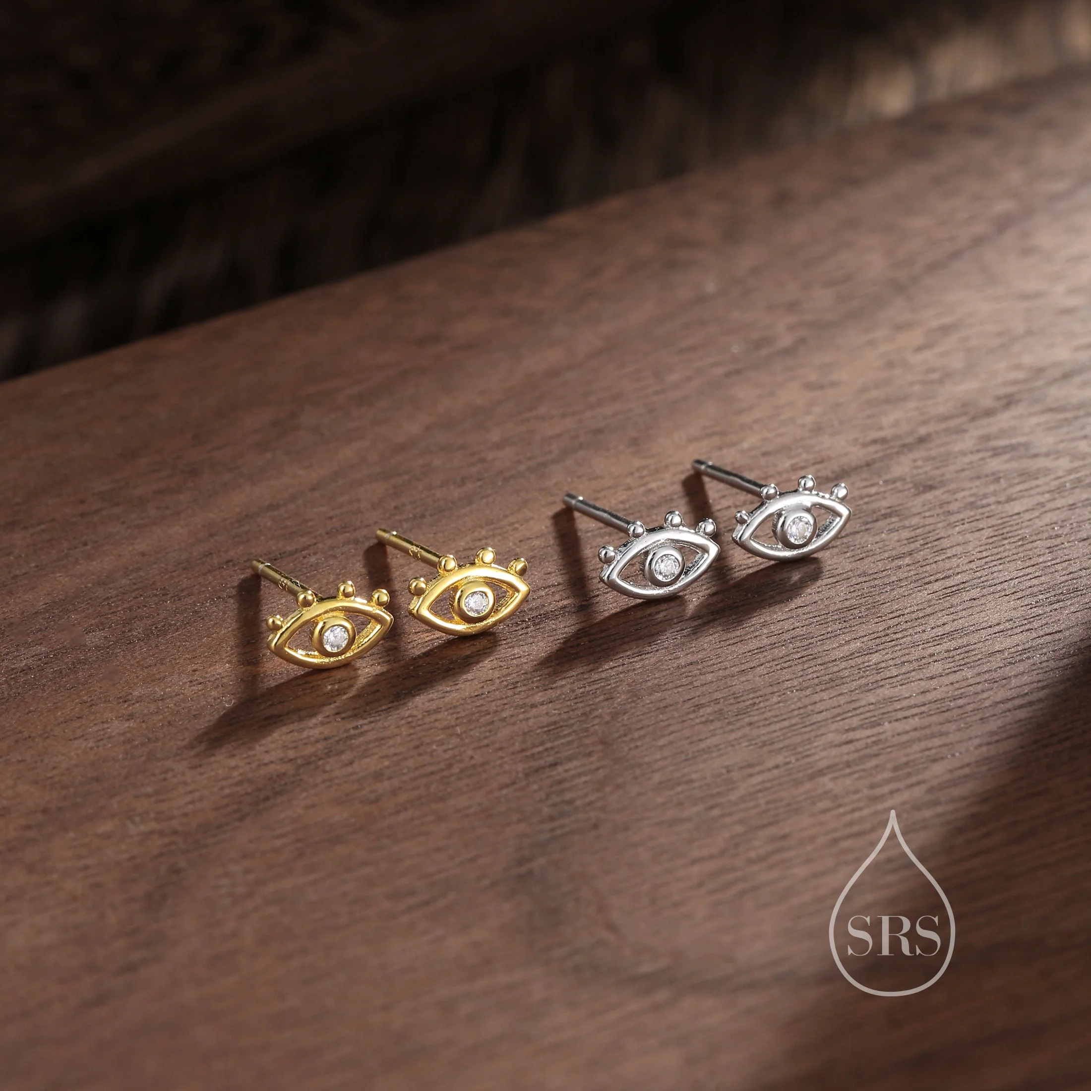 Tiny Eye Stud Earrings in Sterling Silver, Silver or Gold,  Evil Eye Stud, Stacking Earrings, Extra Small Stud - Image 7
