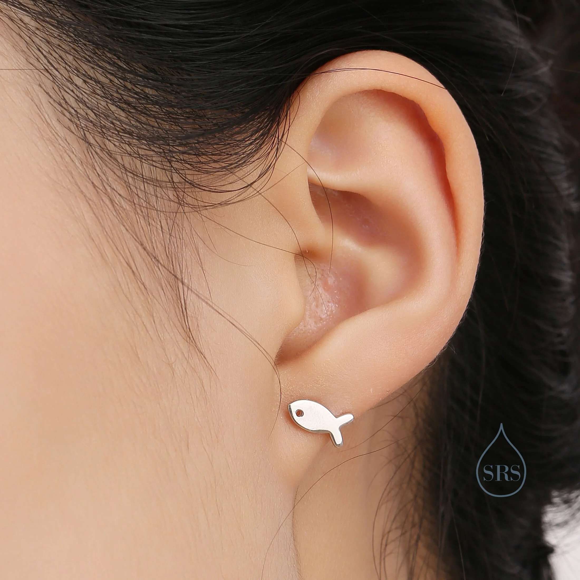 Tiny Fish Stud Earrings in Sterling Silver, Silver, Gold or Rose Gold, Small Fish Earrings, Cute Fish Earrings - Image 3