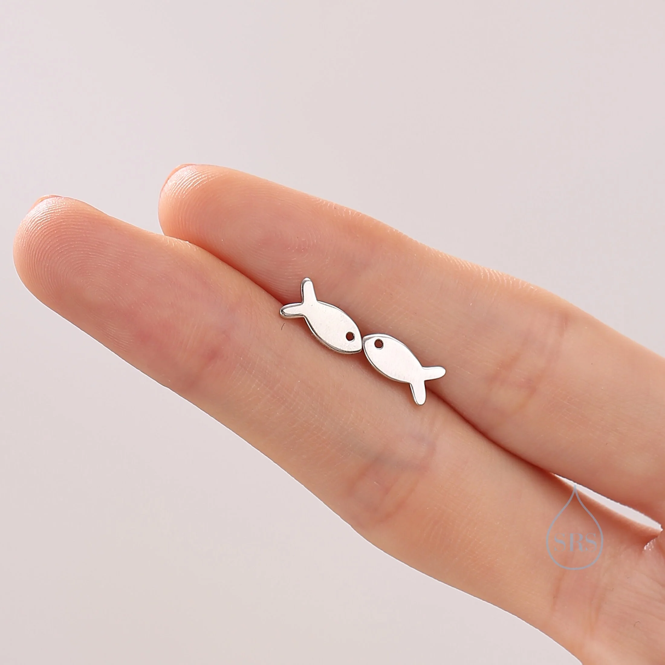 Tiny Fish Stud Earrings in Sterling Silver, Silver, Gold or Rose Gold, Small Fish Earrings, Cute Fish Earrings - Image 4