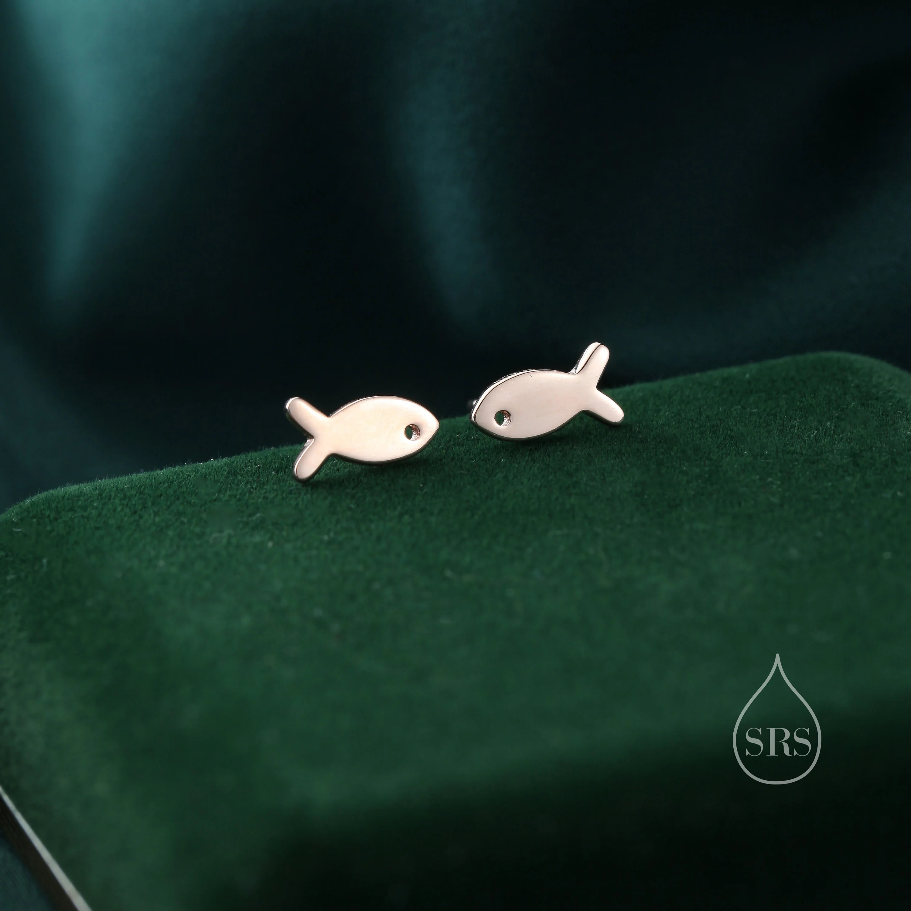 Tiny Fish Stud Earrings in Sterling Silver, Silver, Gold or Rose Gold, Small Fish Earrings, Cute Fish Earrings - Image 5