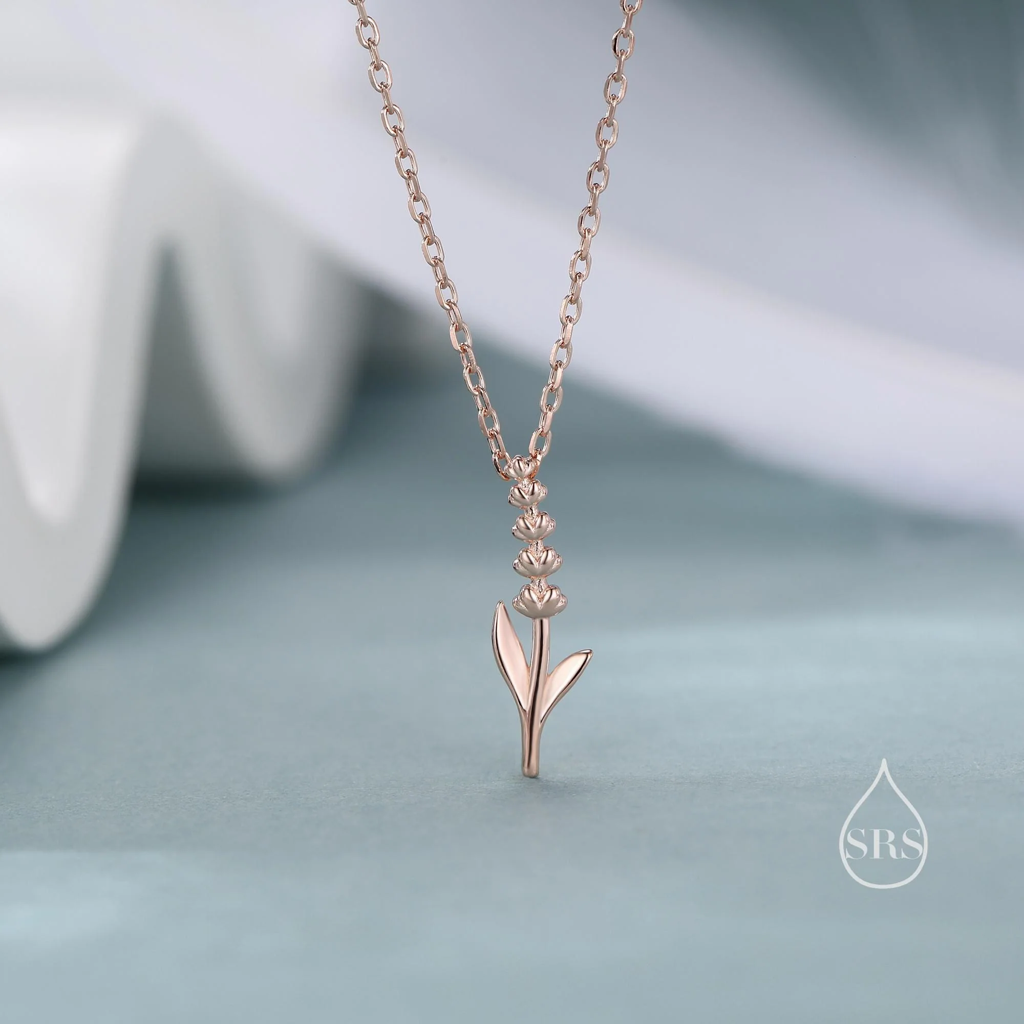 Extra Tiny Lavender Stud Earrings and Pendant Necklace in Sterling Silver, Silver or Gold or Rose Gold, Gift Set - Image 12