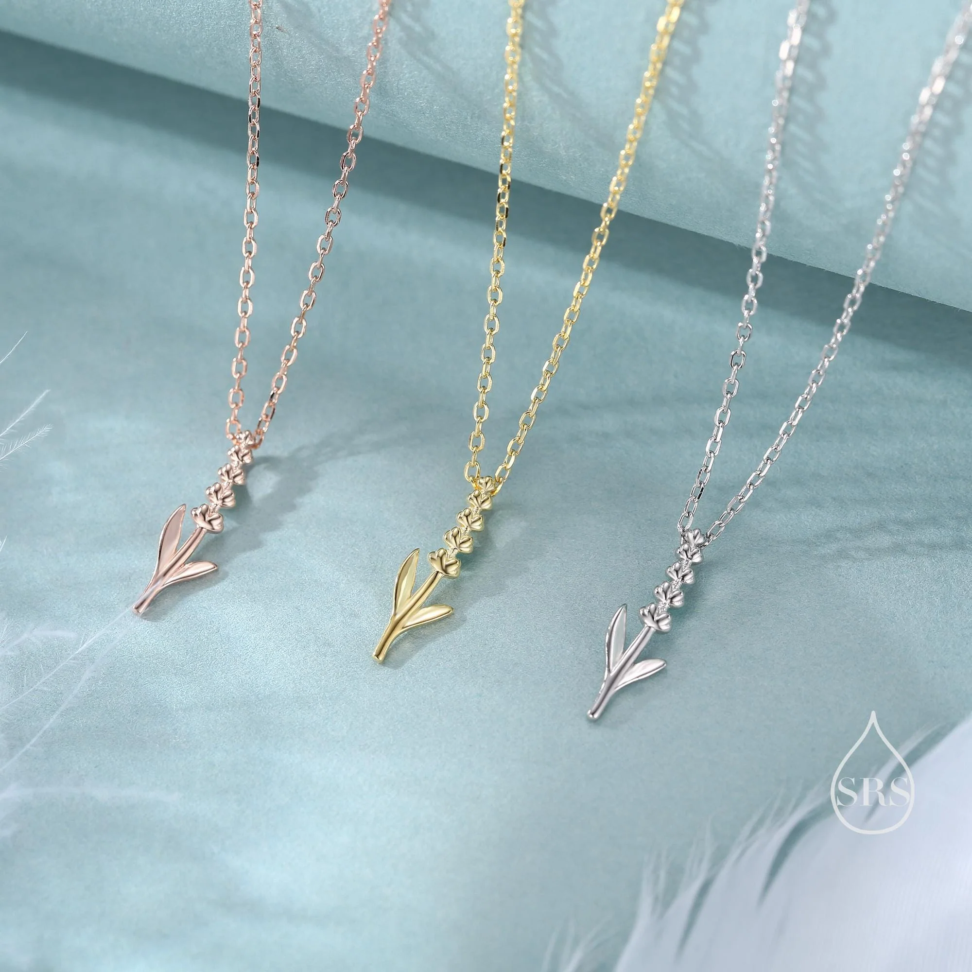 Extra Tiny Lavender Stud Earrings and Pendant Necklace in Sterling Silver, Silver or Gold or Rose Gold, Gift Set - Image 13