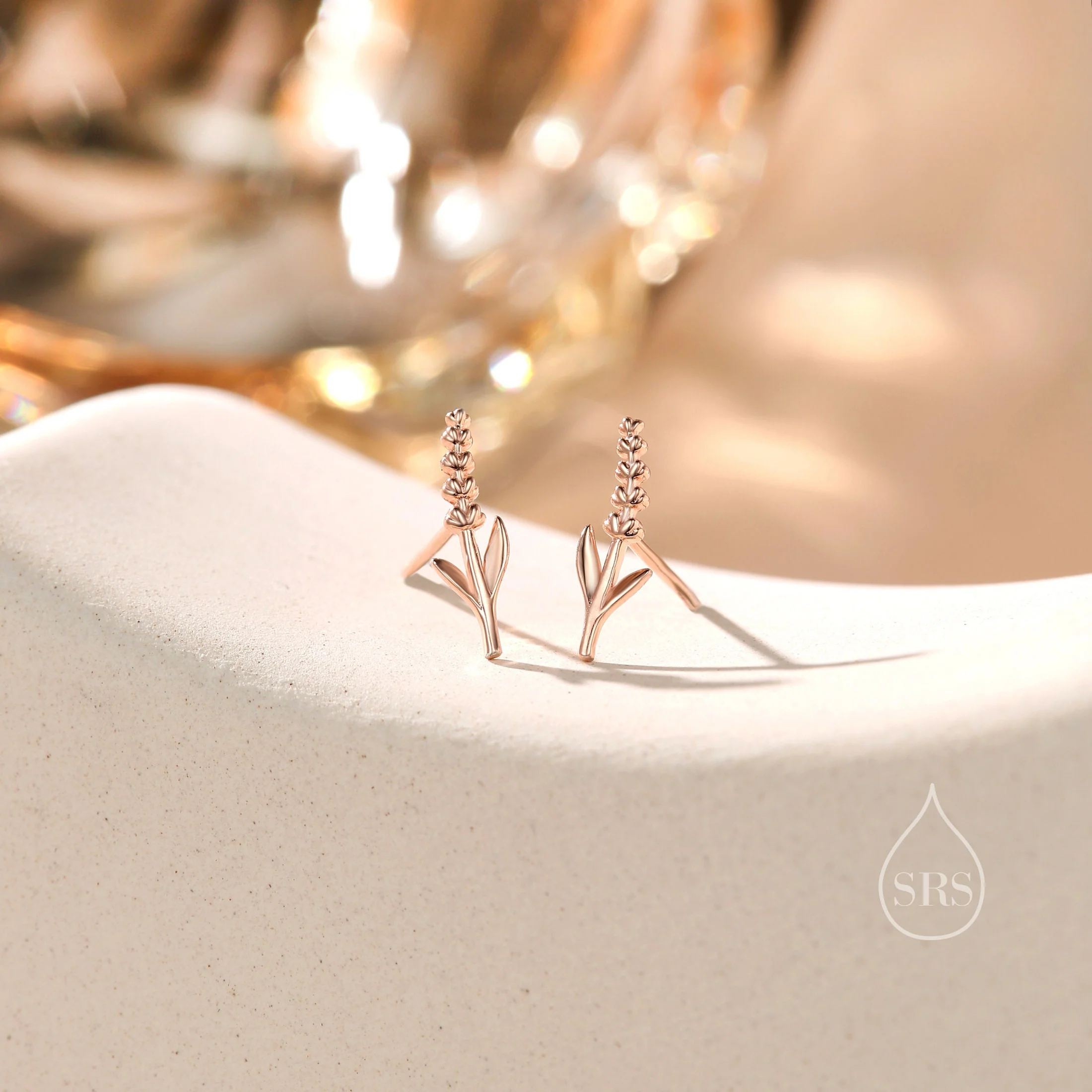 Extra Tiny Lavender Stud Earrings and Pendant Necklace in Sterling Silver, Silver or Gold or Rose Gold, Gift Set - Image 6
