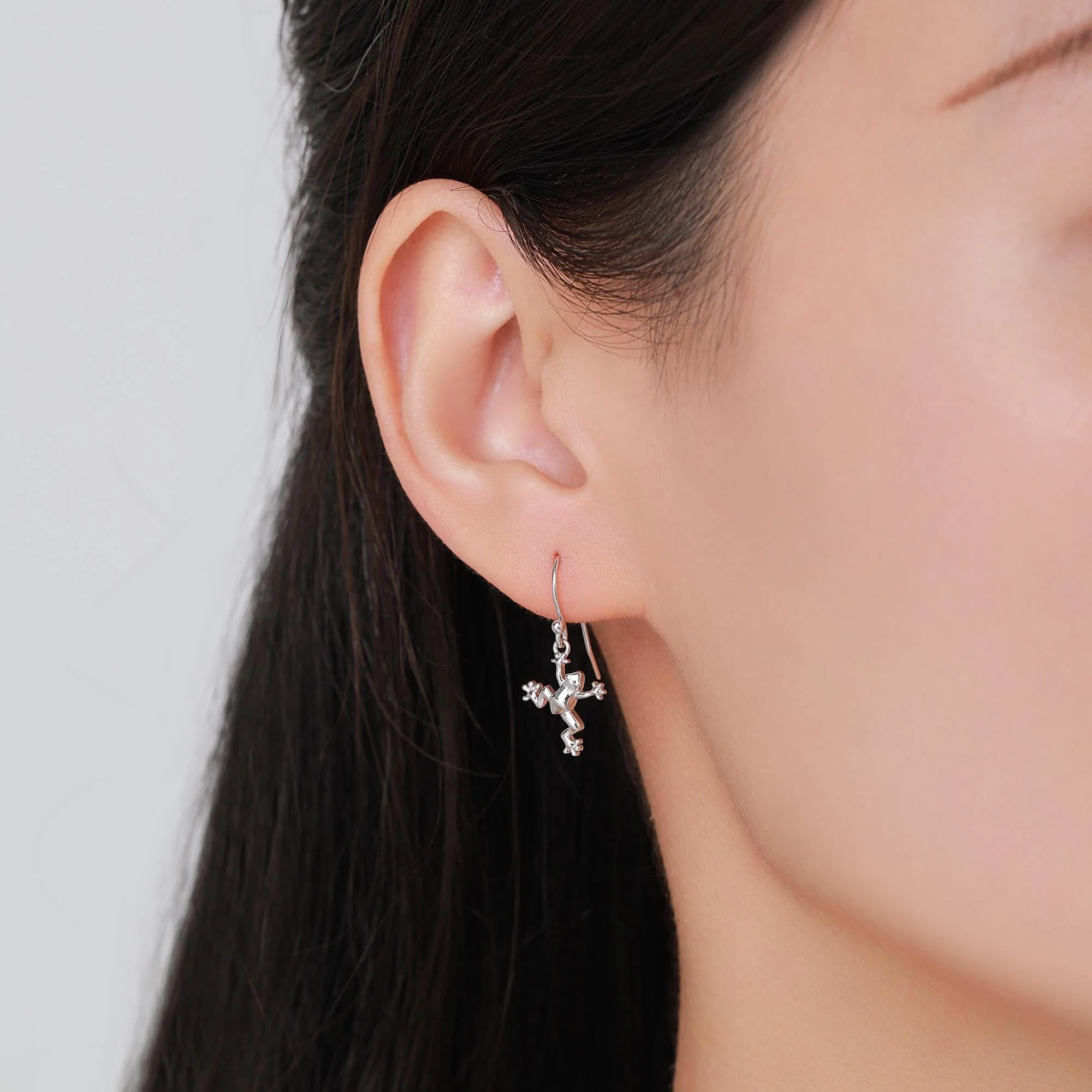 Tiny Frog Drop Hook Earrings in Sterling Silver, Tree Frog Earrings, Silver or Gold or Rose Gold, Rain Forest Frog Nature Inspired - Image 7