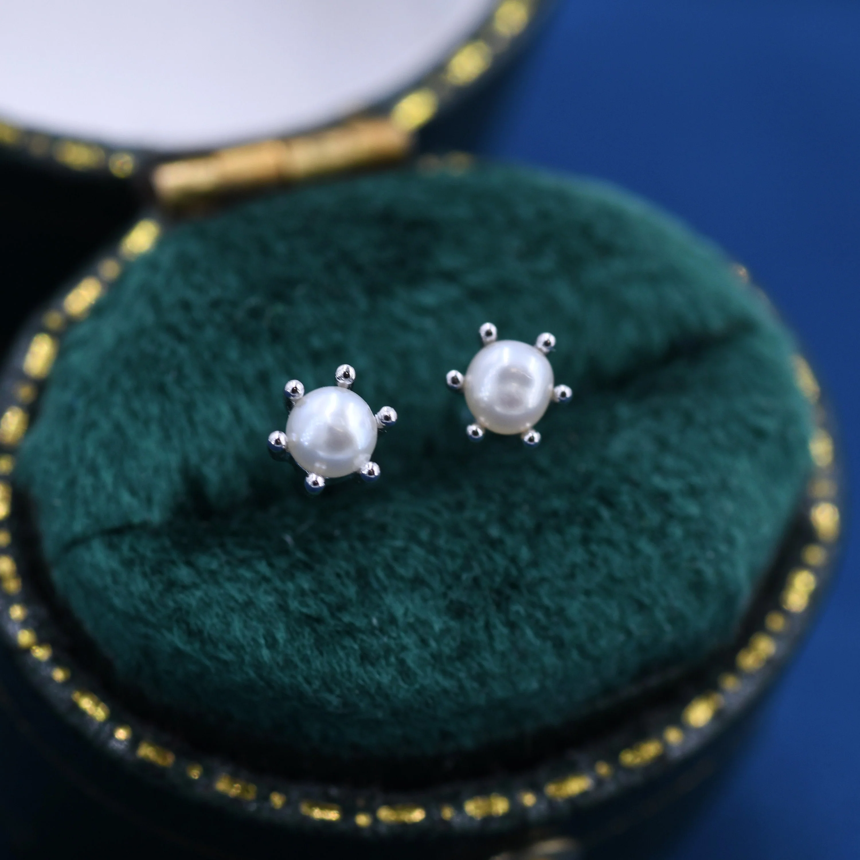 Tiny Genuine Pearl Stud Earrings in Sterling Silver, Silver or Gold, 3mm, Six Prong Natural Pearl Earrings, Freshwater Pearl Earrings - Image 4