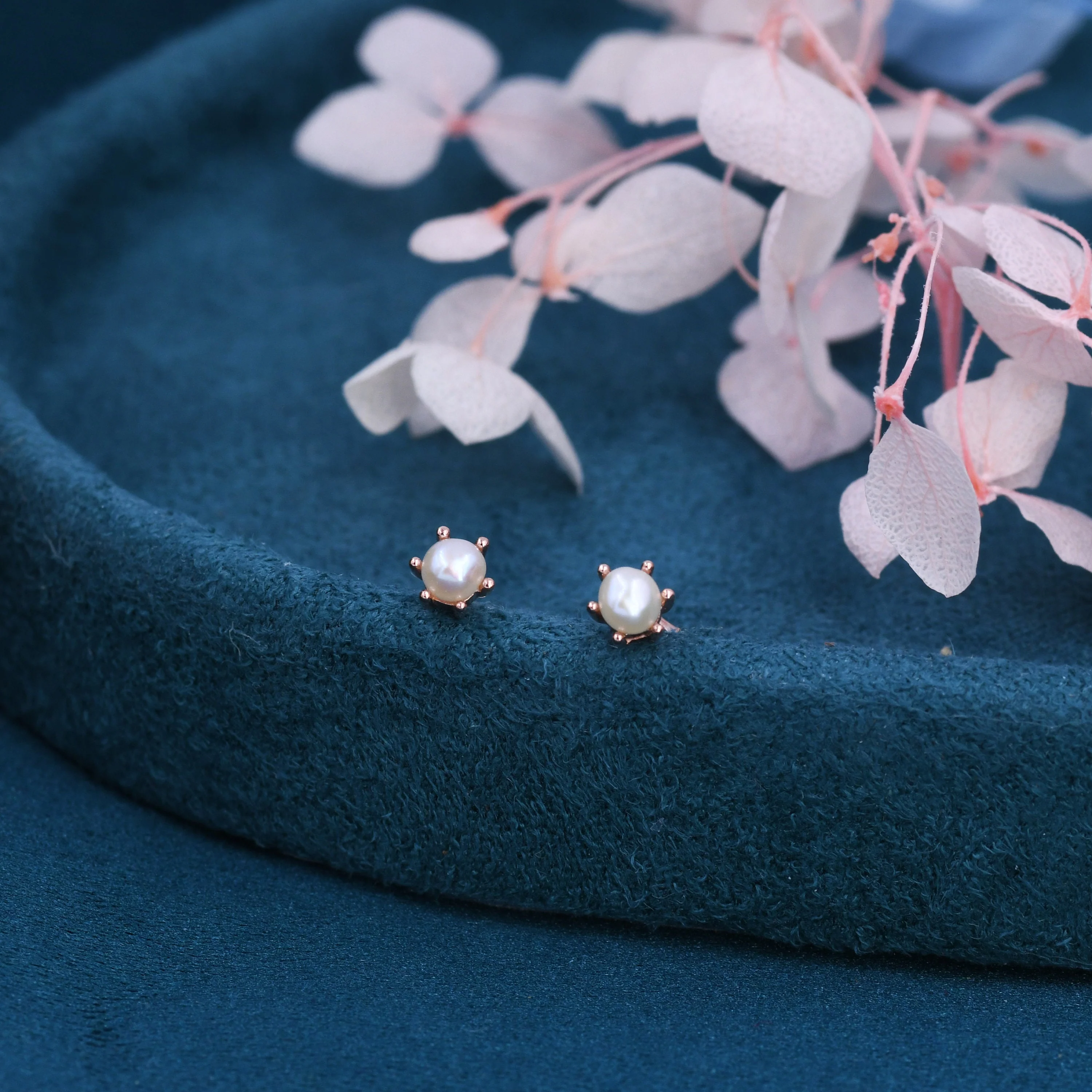 Tiny Genuine Pearl Stud Earrings in Sterling Silver, Silver or Gold, 3mm, Six Prong Natural Pearl Earrings, Freshwater Pearl Earrings - Image 7