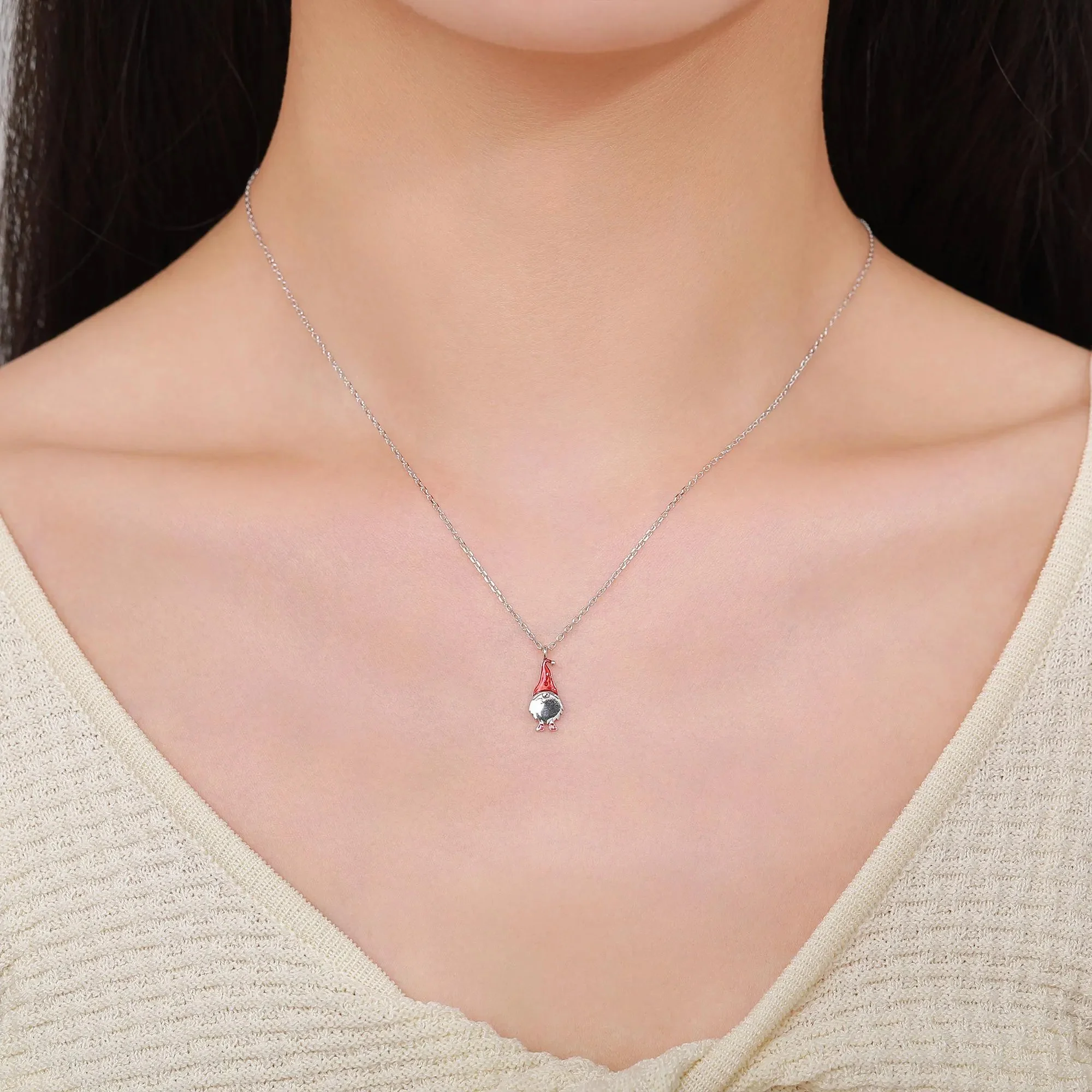 Tiny Gnome Jewellery Set in Sterling Silver — Rhodium-Coated Earrings & Necklace - Image 15