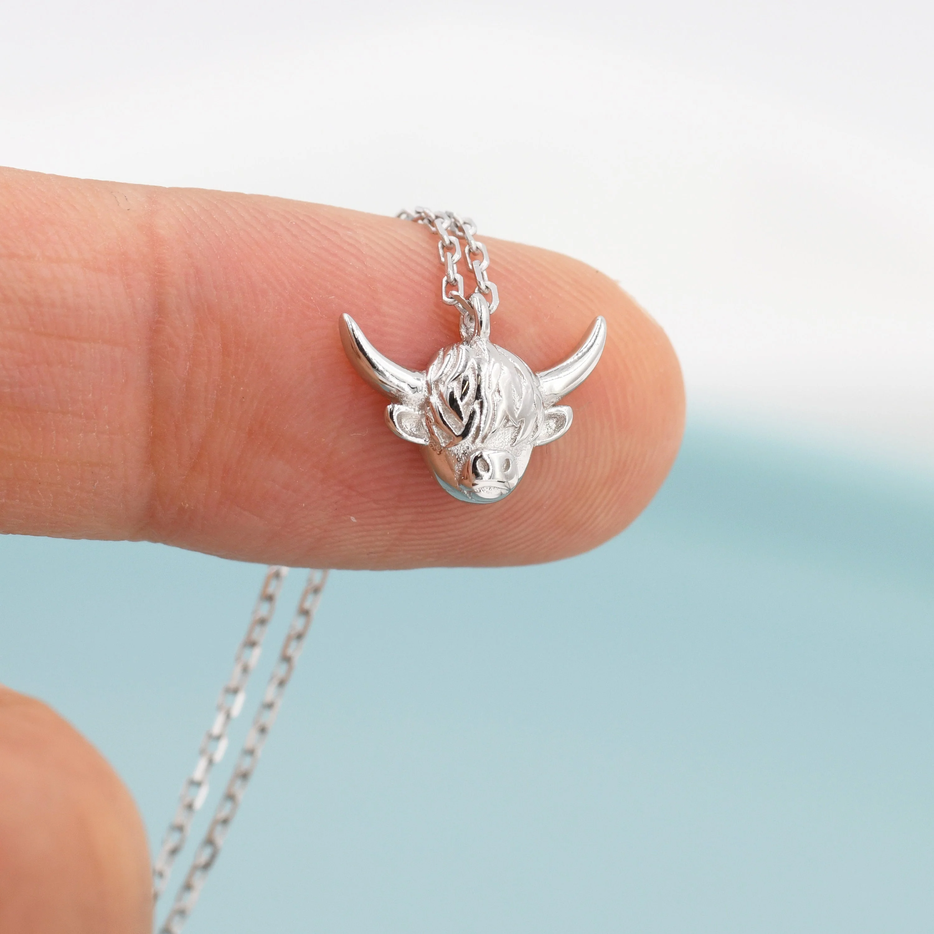 Tiny Highland Cow Pendant Necklace in Sterling Silver, Highland Cow Necklace, Scottish Inspired Jewellery - Image 4
