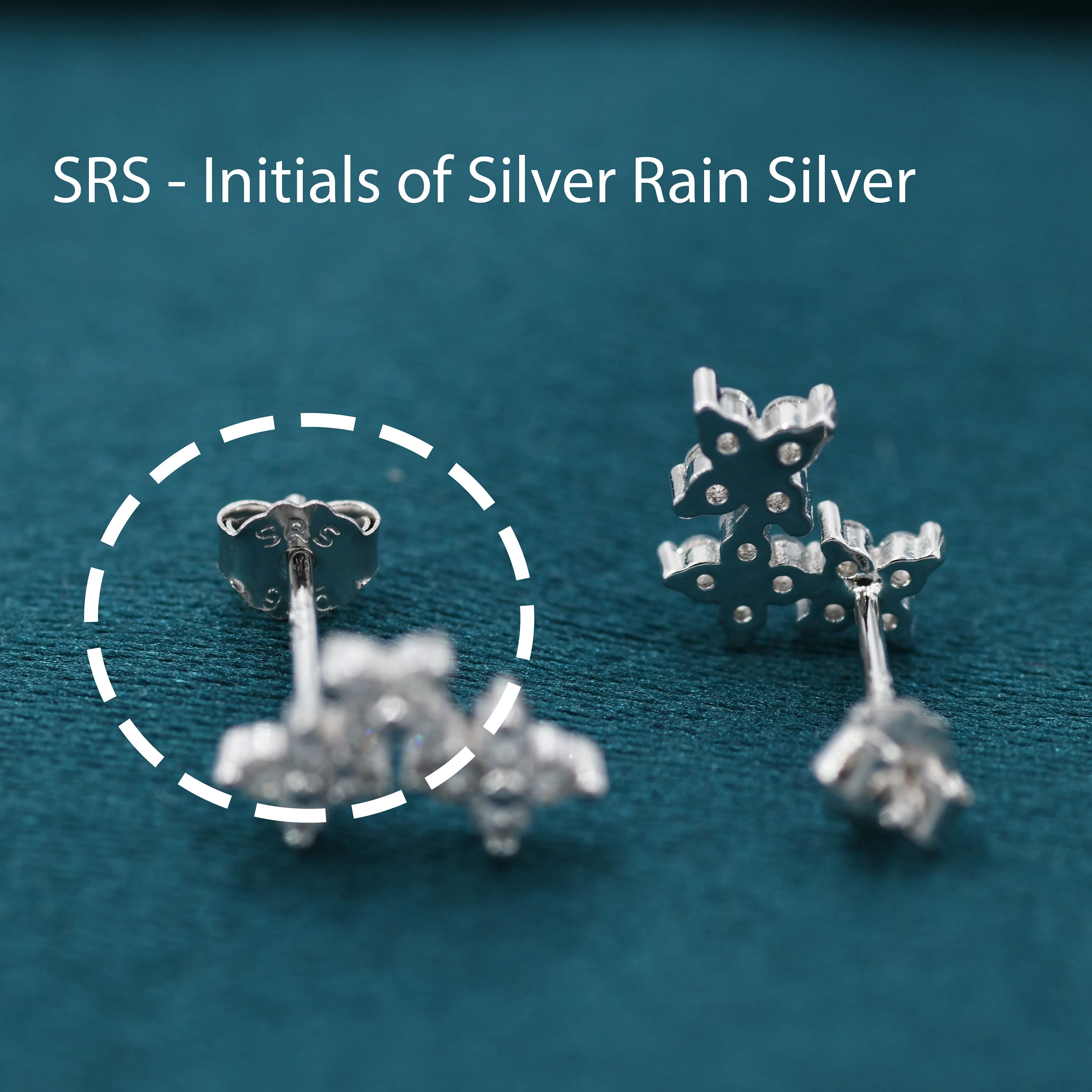 Tiny Hydrangea Bouquet CZ Stud Earrings in Sterling Silver, Silver, Gold or Rose Gold, Three CZ Flower Earrings, CZ Cluster Earrings - Image 6