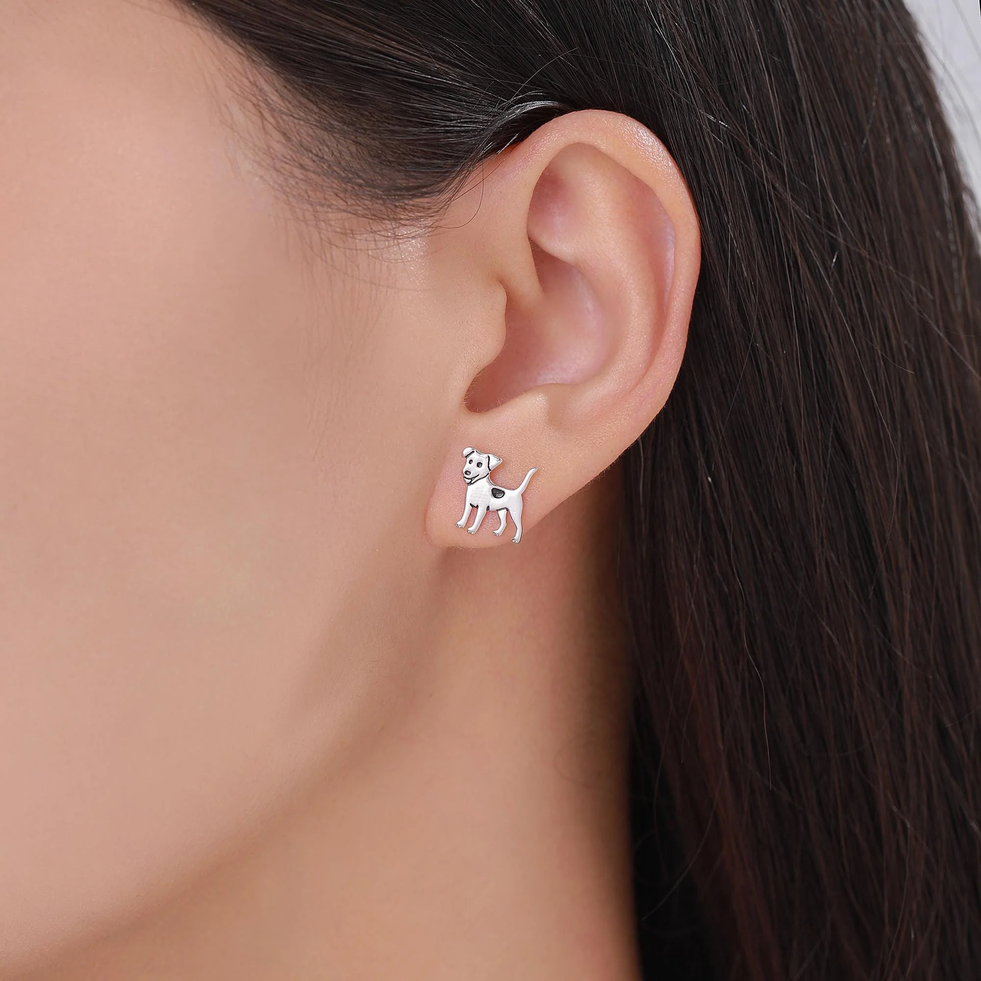 Tiny Jack Russell Dog Stud Earrings in Sterling Silver, Puppy Earrings, Silver, Gold or Rose Gold, Nature Inspired Pet Animal Earrings - Image 2