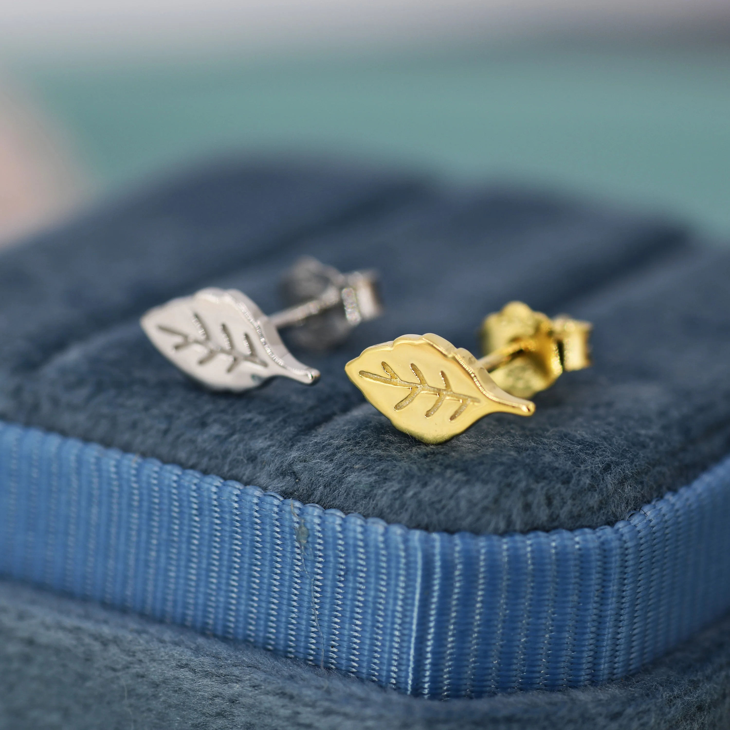 Tiny Leaf Stud Earrings in Sterling Silver, Silver or Gold, Stacking Earrings, Extra Small Stud, Nature Inspired Plant Earrings - Image 3