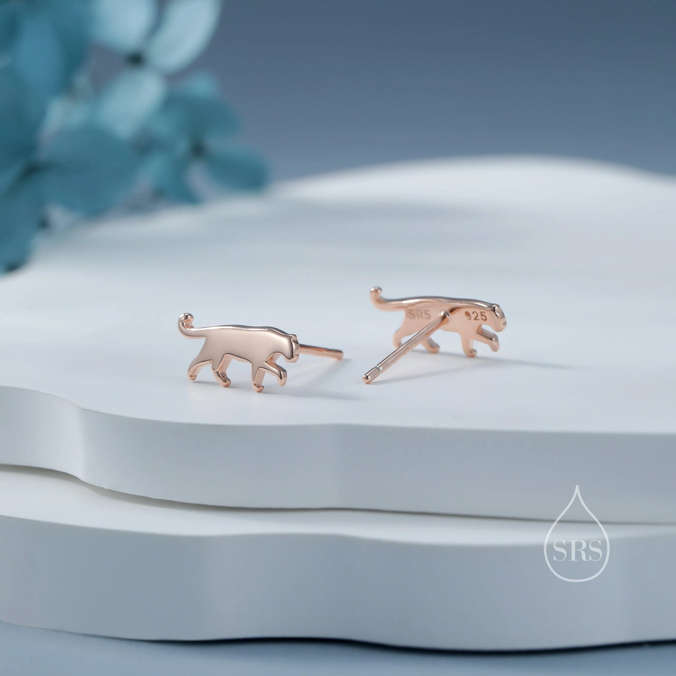 Tiny Leopard Silhouette Stud Earrings in Sterling Silver, Silver or Gold or Rose Gold, Jaguar Earrings,  Nature Inspired Animal Earrings - Image 5