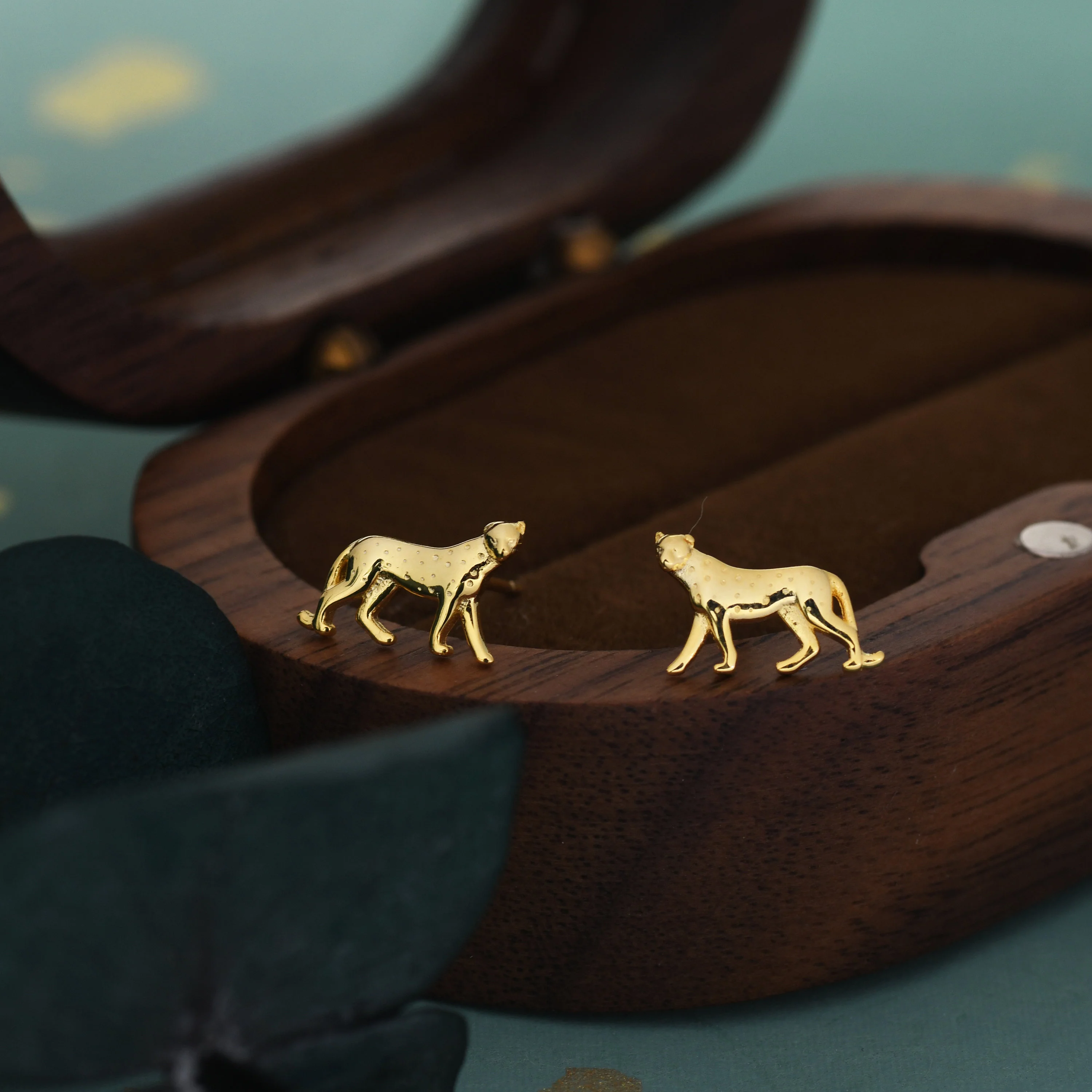 Tiny Leopard Stud Earrings in Sterling Silver, Silver or Gold, Jaguar Stacking Earrings, Nature Inspired Animal Earrings - Image 5