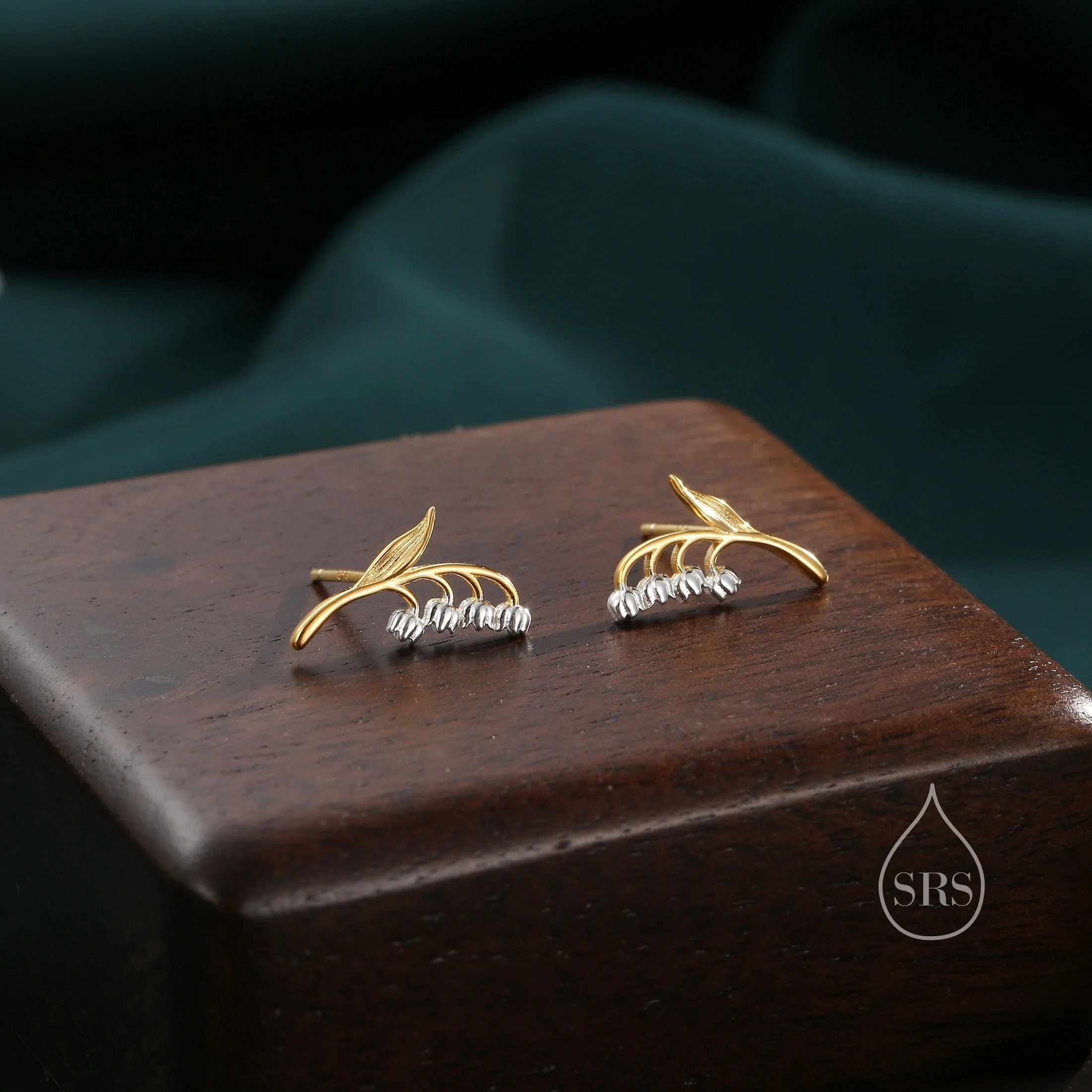 Tiny Lily of the Valley Stud Earrings in Sterling Silver, Silver or Gold or Rose Gold, Sterling Silver Flower Earrings, Nature Inspired - Image 3