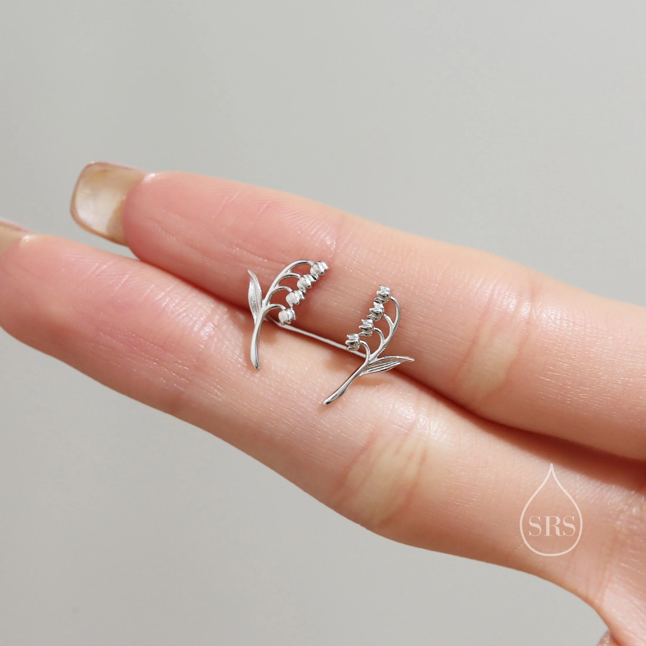 Tiny Lily of the Valley Stud Earrings in Sterling Silver, Silver or Gold or Rose Gold, Sterling Silver Flower Earrings, Nature Inspired - Image 6