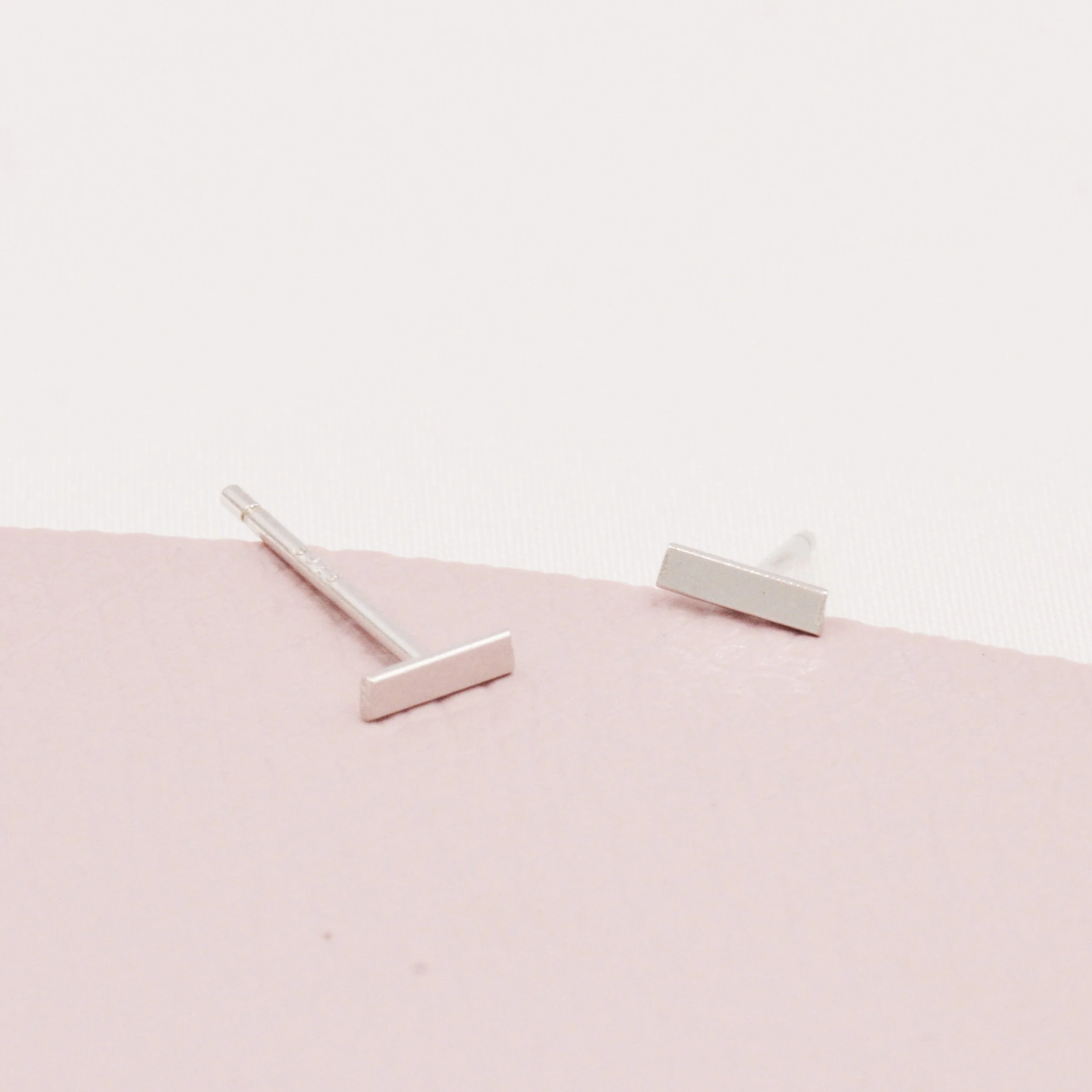 Tiny Little Bar Stud Earrings in Sterling Silver, Extra Small Bar Earrings, Skinny Bar Earrings, Stacking Earrings - Image 2