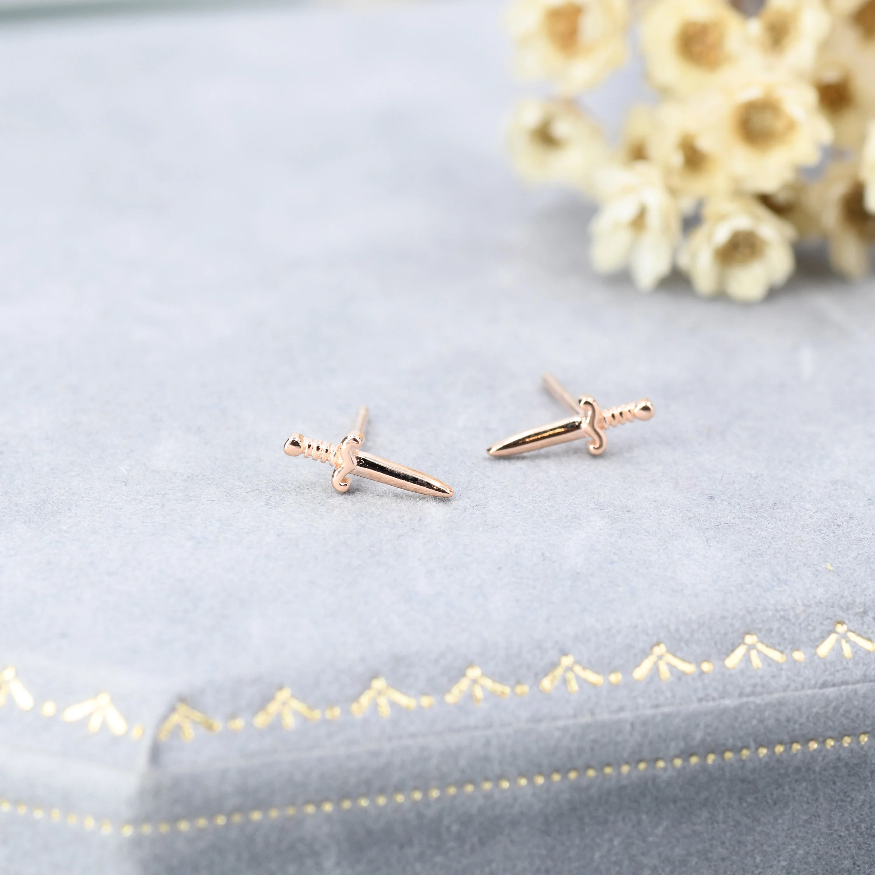 Tiny Little Dagger Sword Stud Earrings in Sterling Silver - Stacking Earrings - Image 6