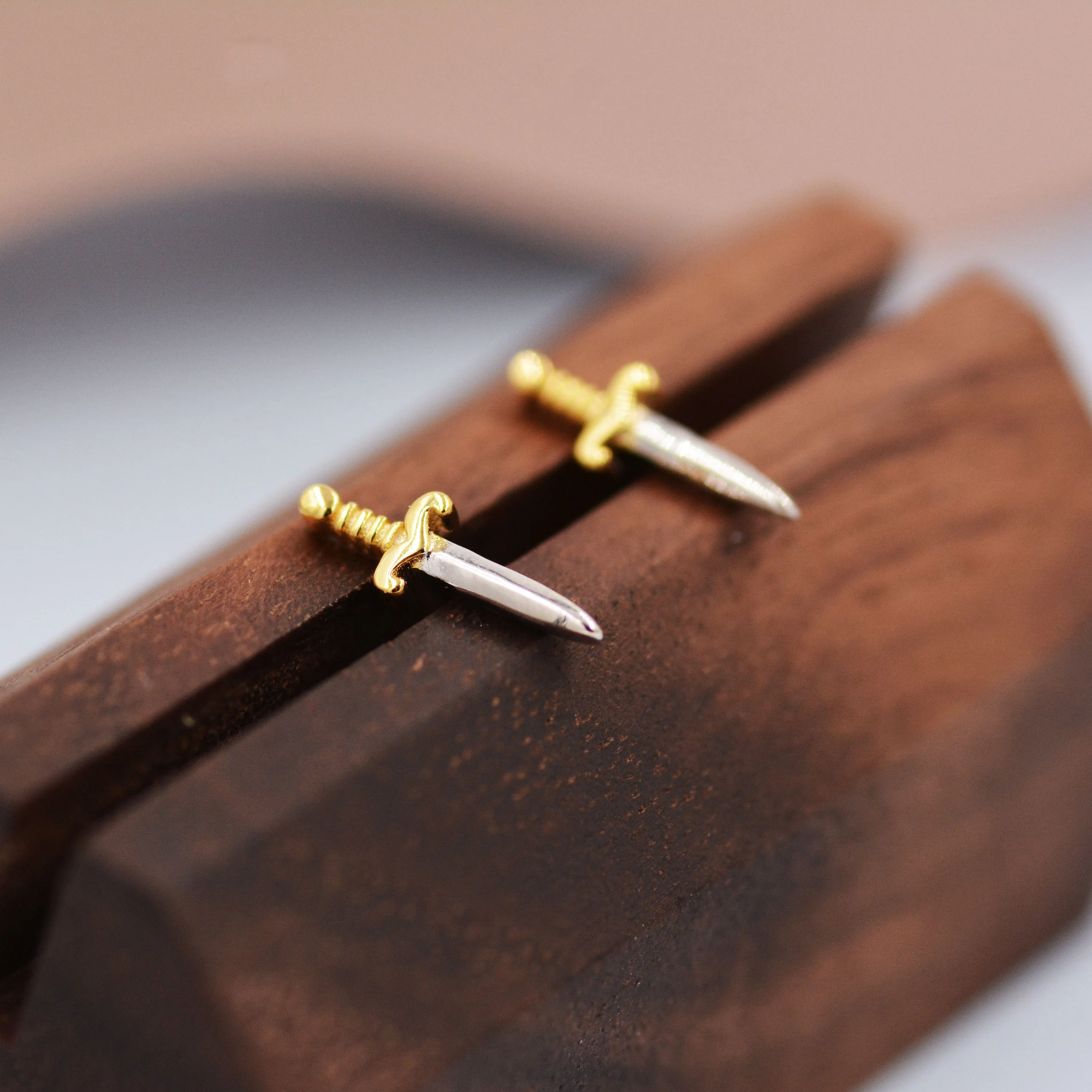 Tiny Little Dagger Sword Stud Earrings in Sterling Silver - Stacking Earrings - Ear Stacks - Image 3