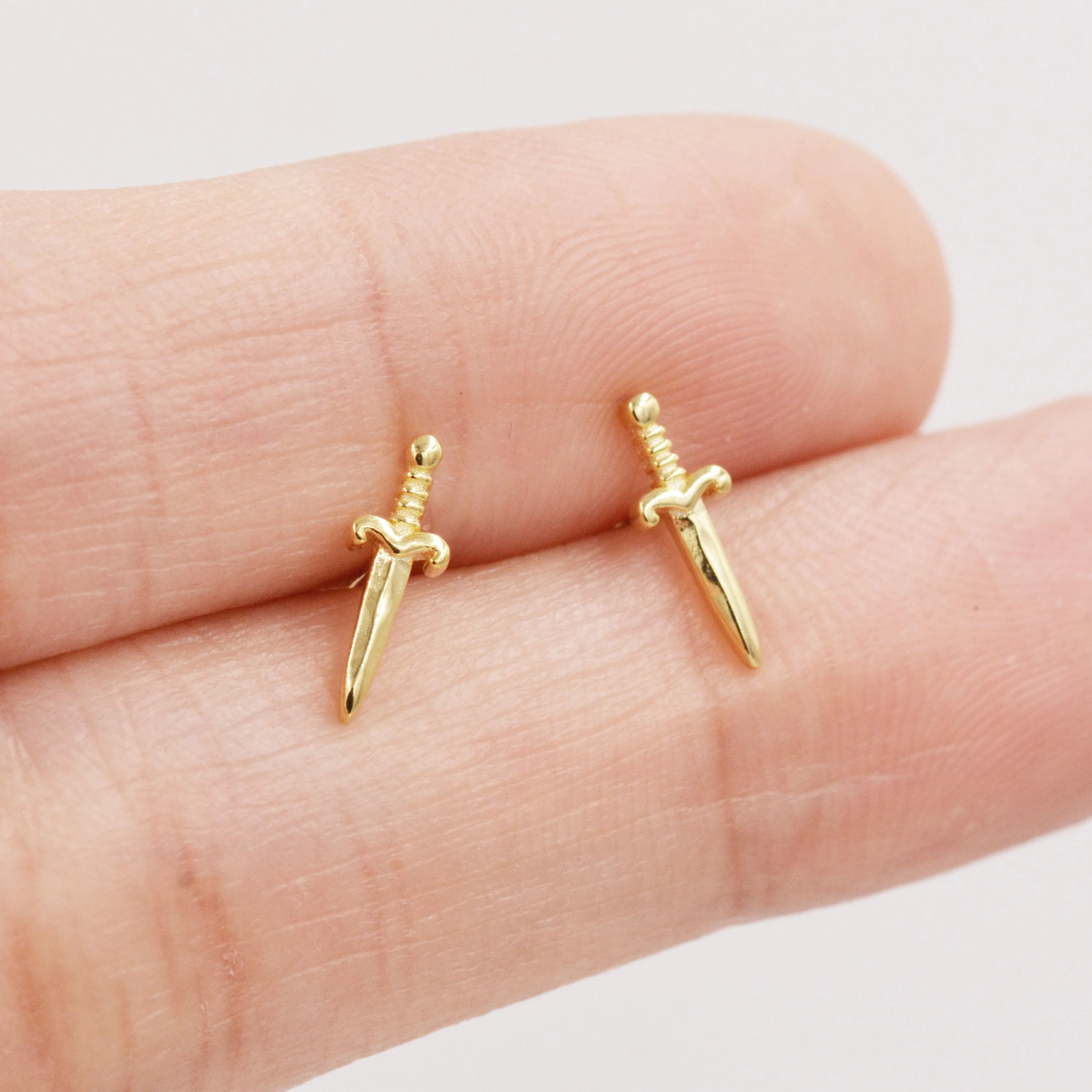 Tiny Little Dagger Sword Stud Earrings in Sterling Silver - Stacking Earrings - Ear Stacks - Image 4
