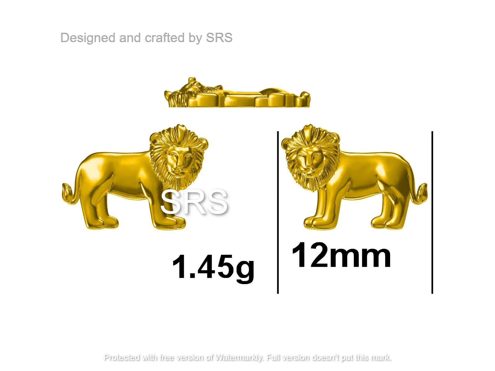 Tiny Little Lion Stud Earrings in Sterling Silver - Two Tone Gold and Silver Earrings - Cute Animal Earrings -  Fun, Whimsical - Image 10