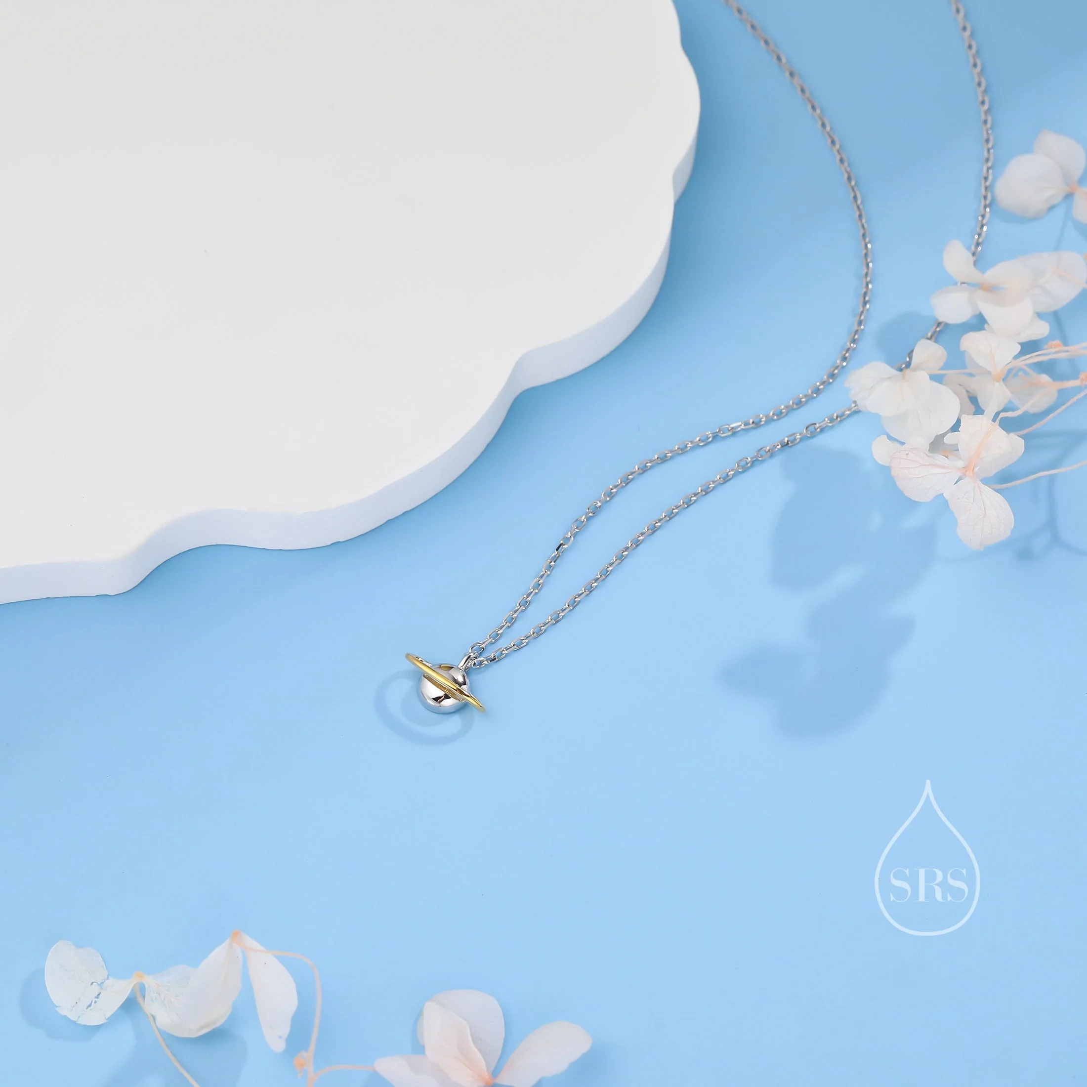 Tiny Little Planet Pendant Necklace in Sterling Silver,  Saturn Necklace, Small Planet Necklace, Space Pendant - Image 5