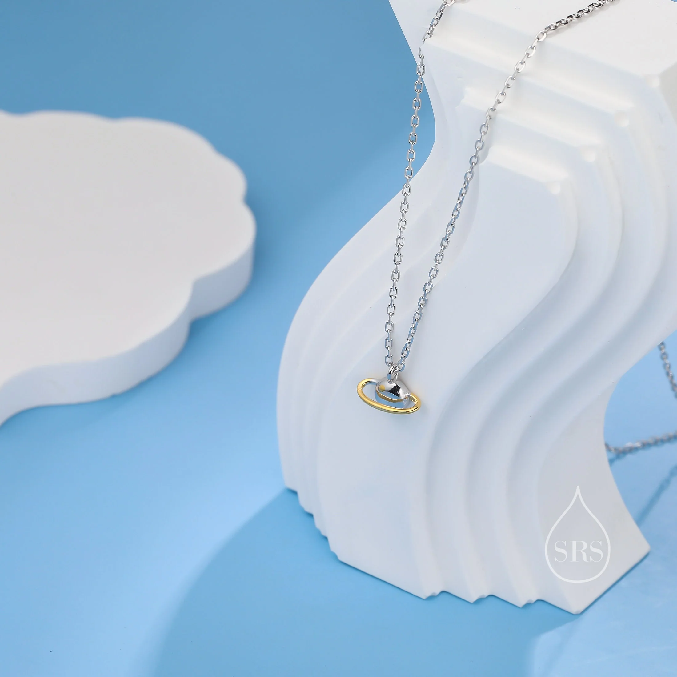 Tiny Little Planet Pendant Necklace in Sterling Silver,  Saturn Necklace, Small Planet Necklace, Space Pendant - Image 6