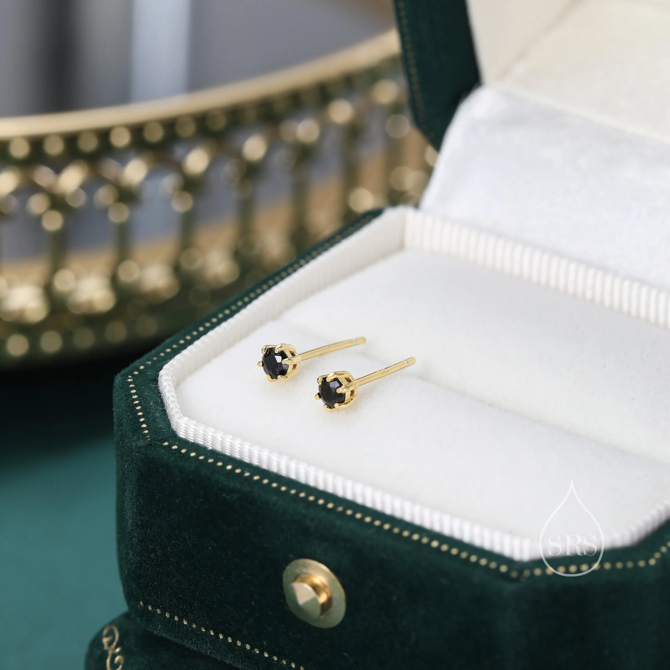 Tiny Little Prong Set Black CZ Stud Earrings in Sterling Silver, Silver or Gold, 6 Prong 3mm CZ Earrings - Image 4