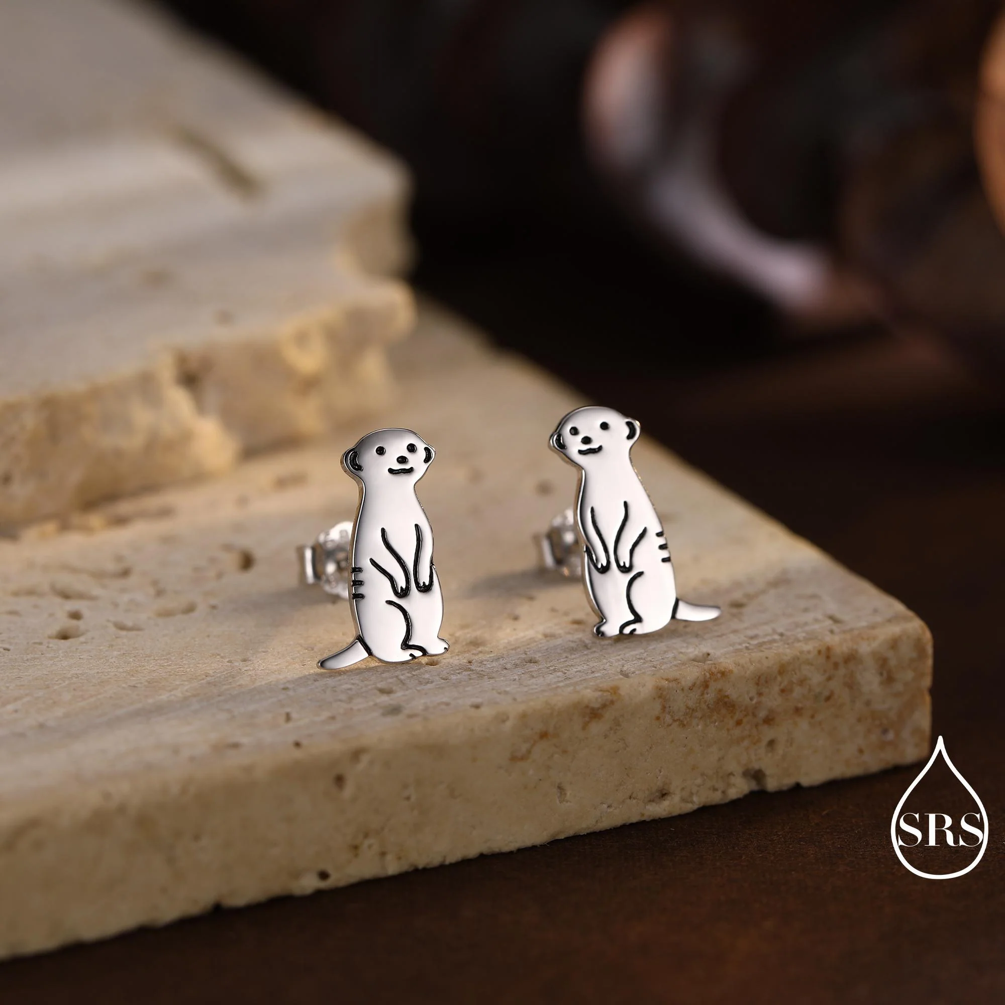 Tiny Meerkat Stud Earrings in Sterling Silver, Silver or Gold or Rose Gold Finish, Cute Animal Earrings, Nature Inspired Jewellery - Image 3