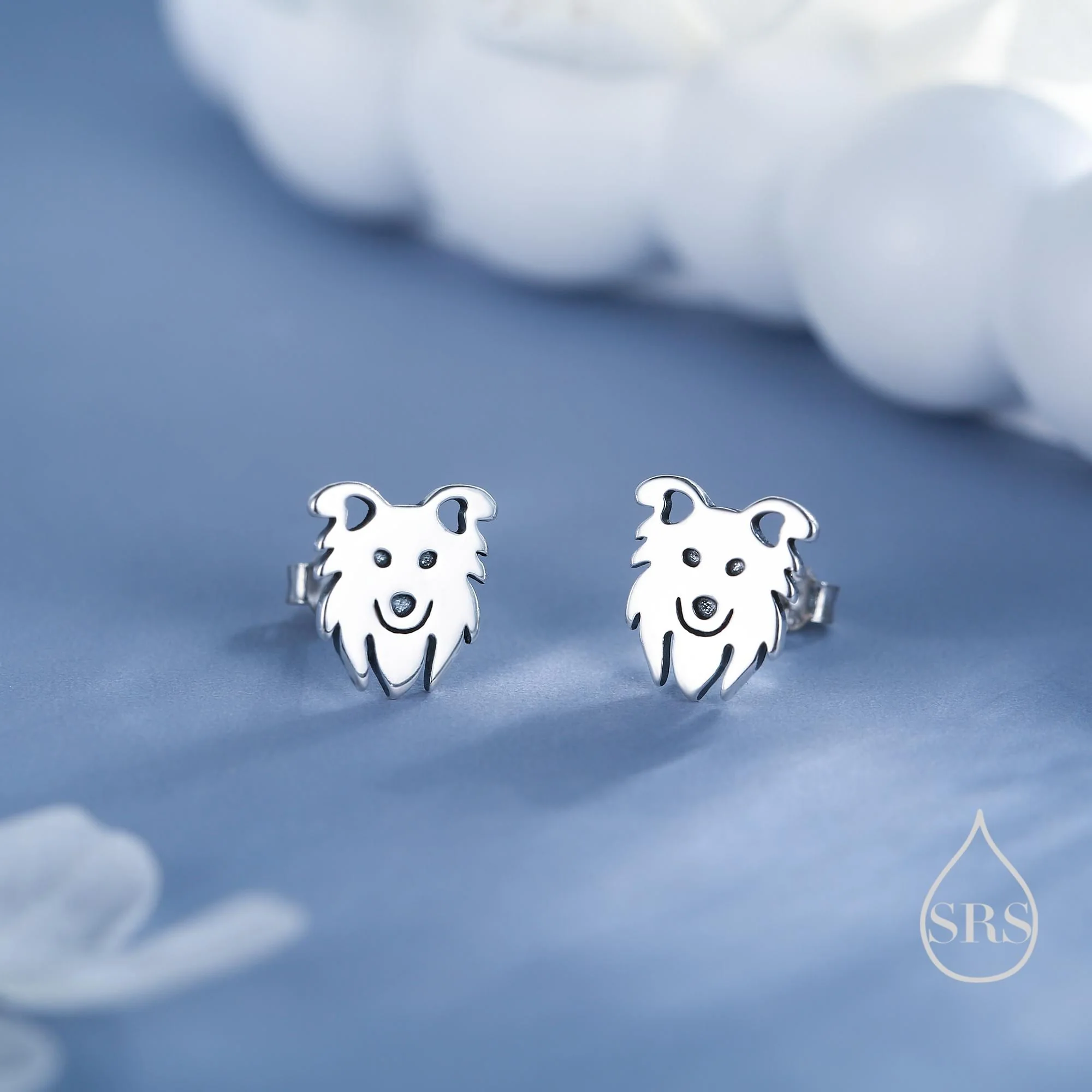 Tiny Minimalist Border Collie Dog Stud Earrings in Sterling Silver, Dog Earrings, Animal Earrings, Pet Lover - Image 2