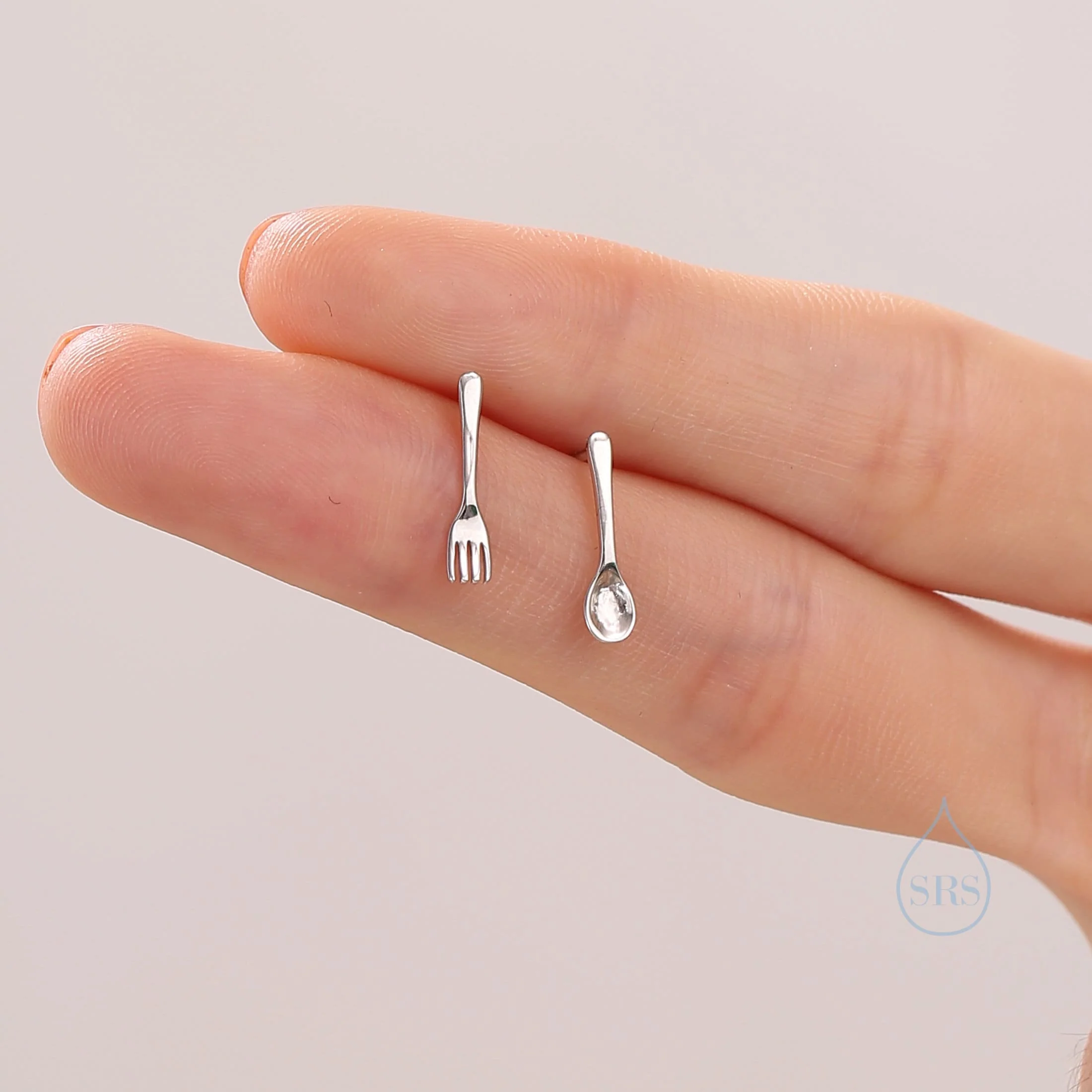 Mismatched Fork and Spoon Stud Earrings in Sterling Silver, Silver, Gold or Rose Gold, Fork and Spoon Earrings, Cute Earrings - Image 4