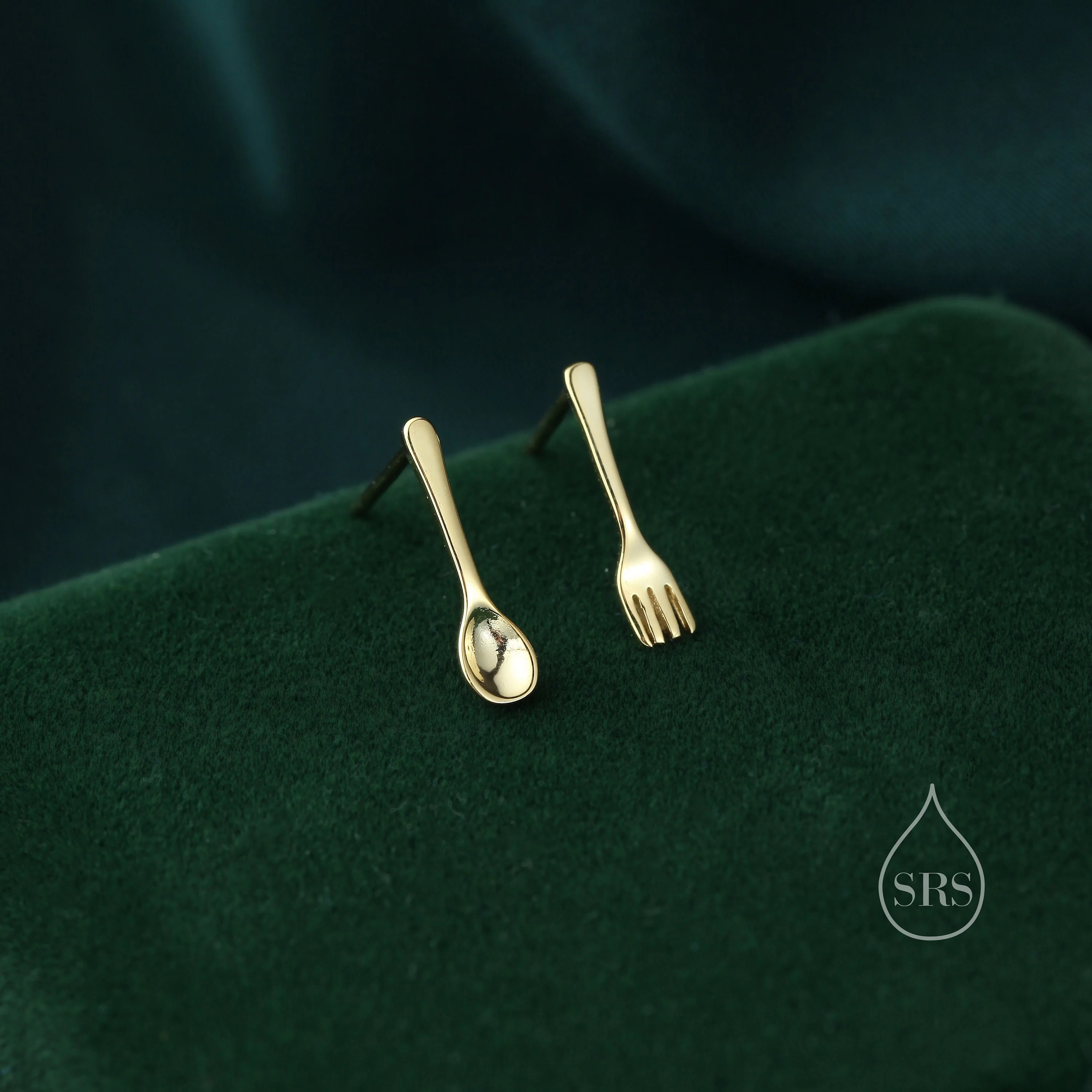 Mismatched Fork and Spoon Stud Earrings in Sterling Silver, Silver, Gold or Rose Gold, Fork and Spoon Earrings, Cute Earrings - Image 5