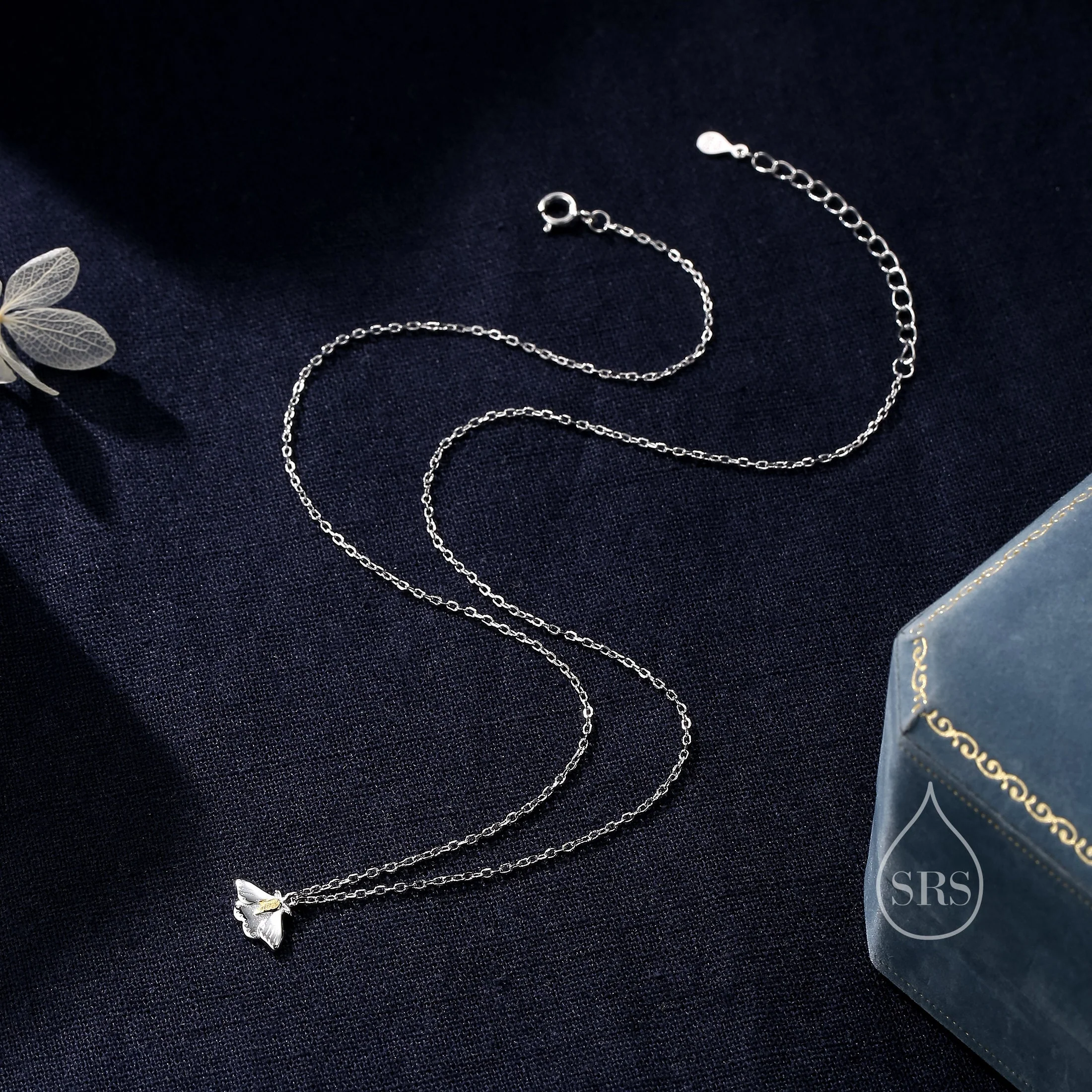 Tiny Moth Pendant Necklace in Sterling Silver, Cute Moth Necklace, Silver Butterfly Necklace, Animal Jewellery by Silver Rain Silver - Image 5