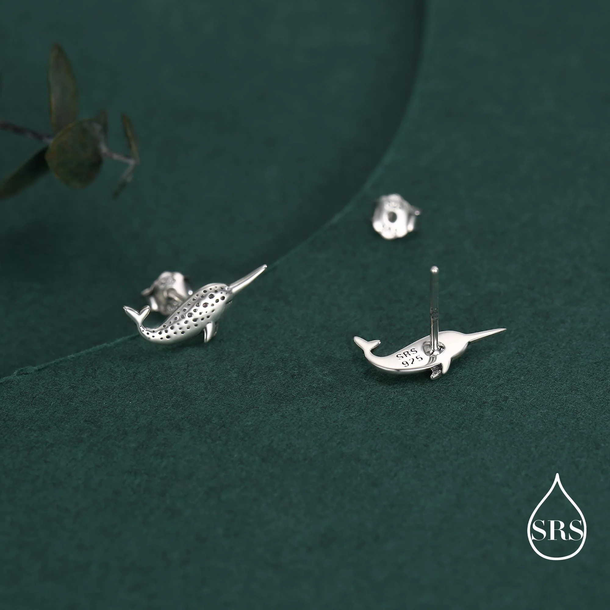 Tiny Narwhal Unicorn Whale Stud Earrings in Sterling Silver, Gift for Her, Animal Lover, Nature Inspired, Nautical Ocean - Image 3