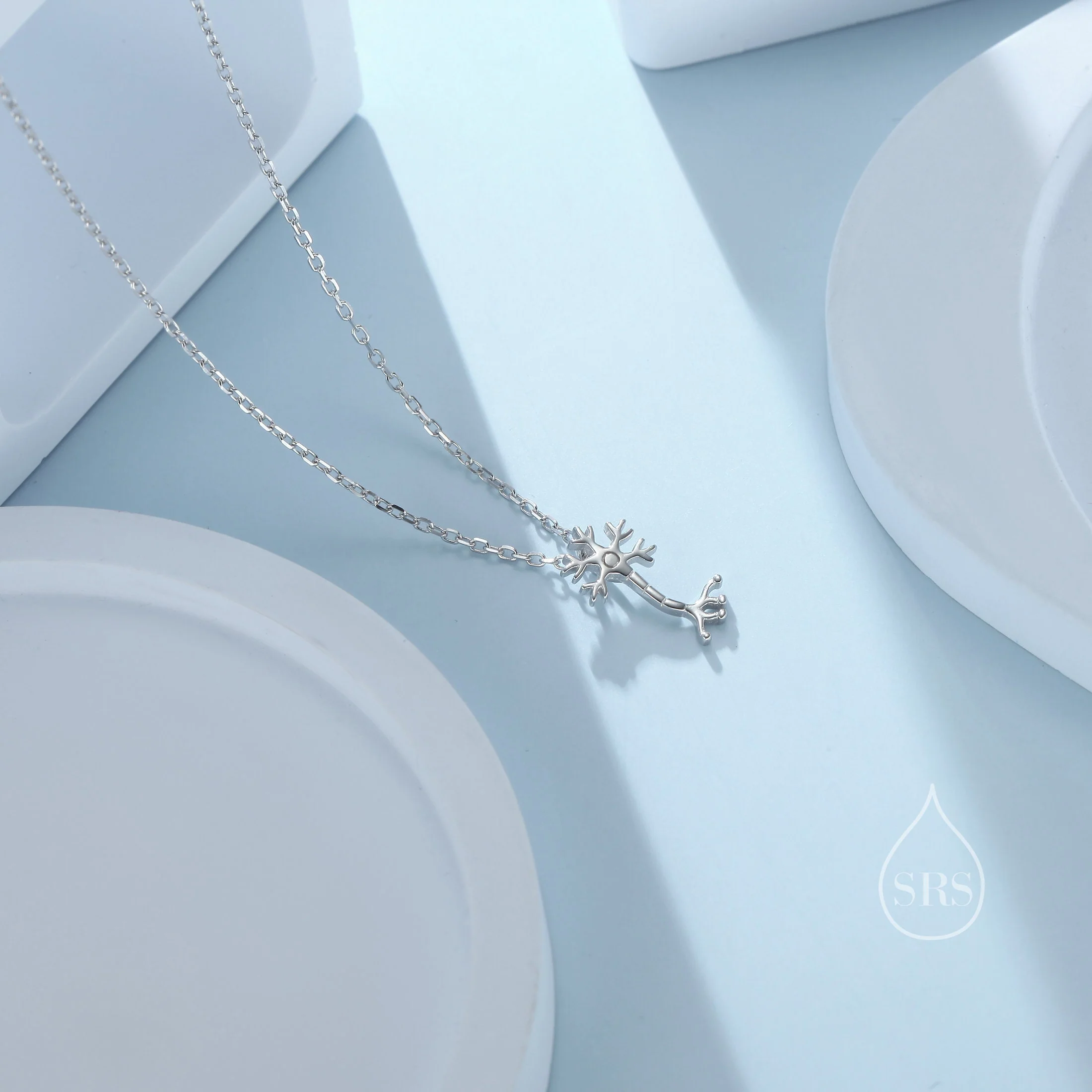 Tiny Neurone Cell Pendant Necklace in Sterling Silver, Tiny Neurone Cell Necklace, Science Inspired Necklace - Image 2
