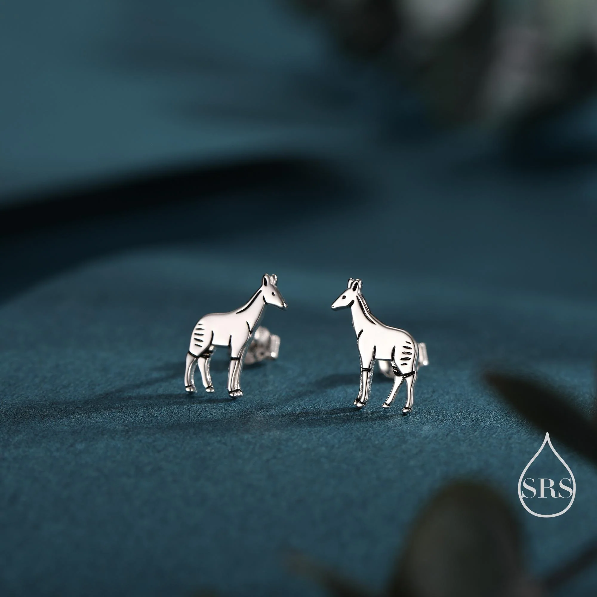 Tiny Okapi Stud Earrings in Sterling Silver, Silver or Gold or Rose Gold, Cute Okapi Earrings, Nature Inspired Animal Earrings - Image 2