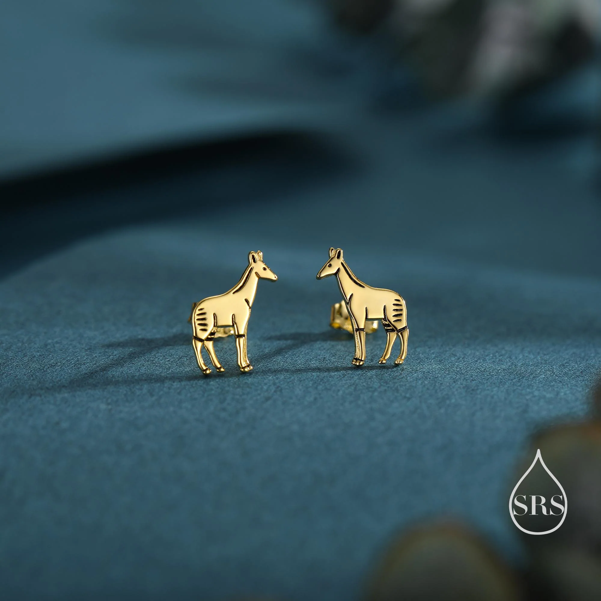 Tiny Okapi Stud Earrings in Sterling Silver, Silver or Gold or Rose Gold, Cute Okapi Earrings, Nature Inspired Animal Earrings - Image 3