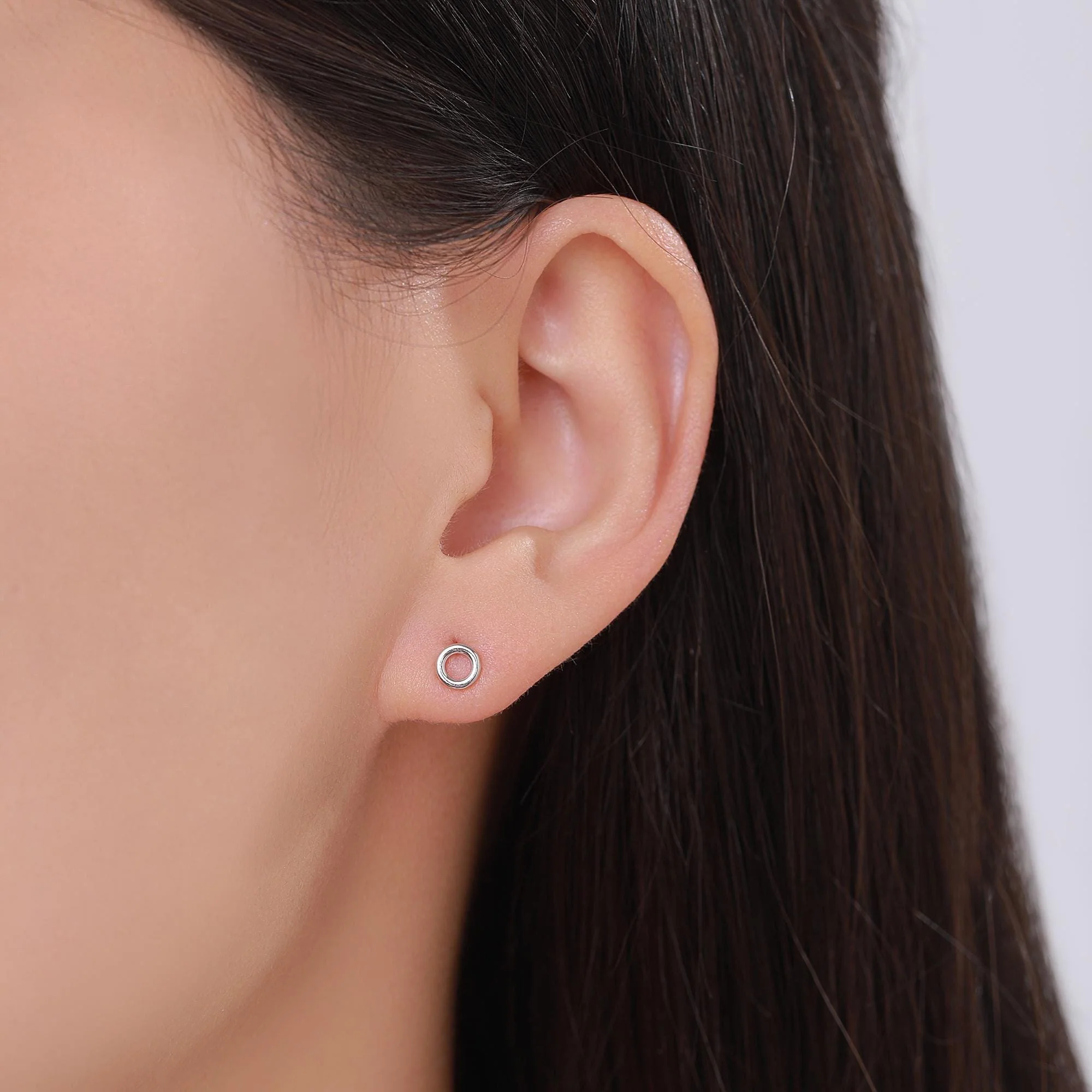 Tiny Open Circle Stud Earrings in Sterling Silver, Silver, Gold or Rose Gold, Circle Earrings, Geometric Minimalist Earrings - Image 2