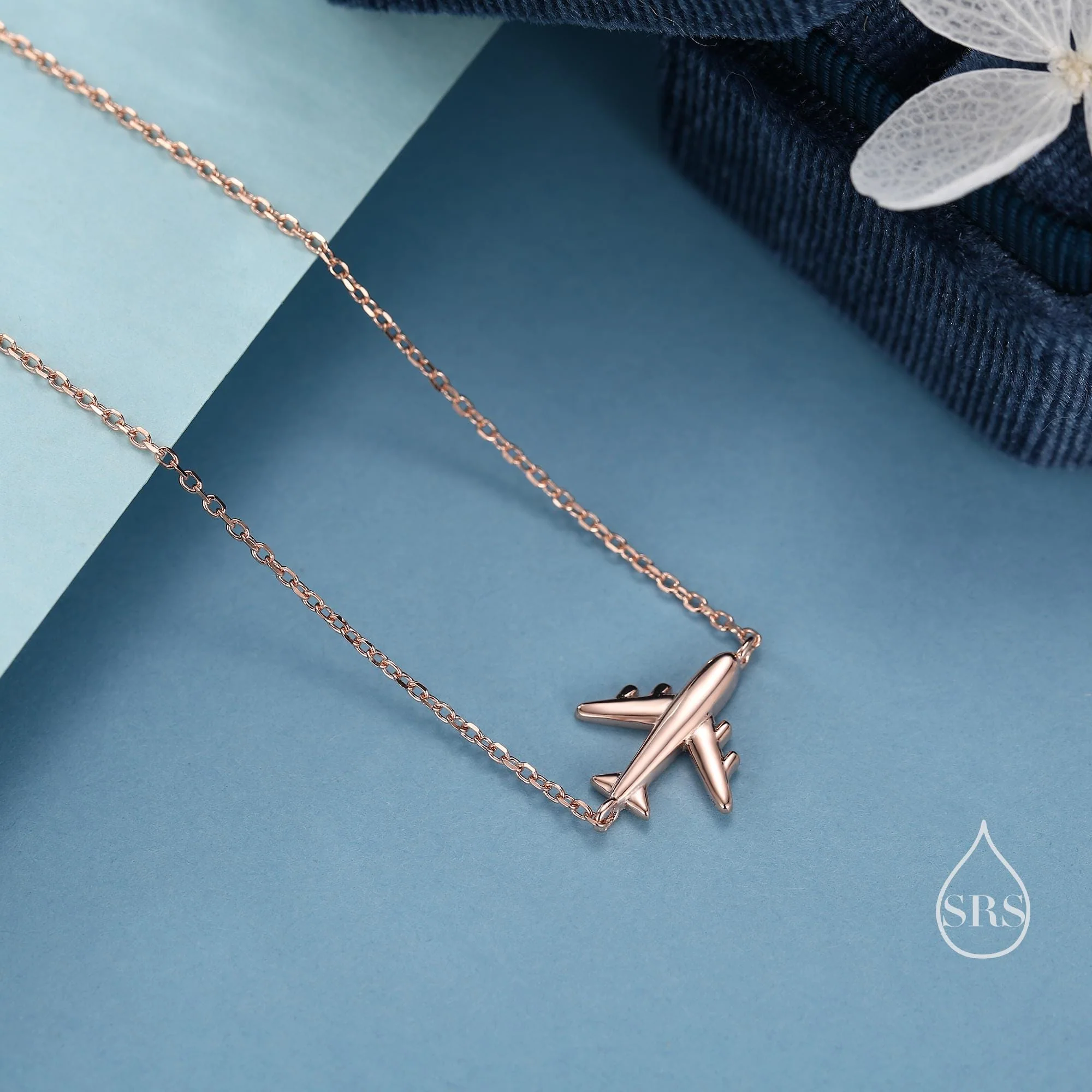 Tiny Plane Pendant Necklace in Sterling Silver, Silver or Gold or Rose Gold, Aeroplane Necklace, Small Airplane Pendant - Image 6