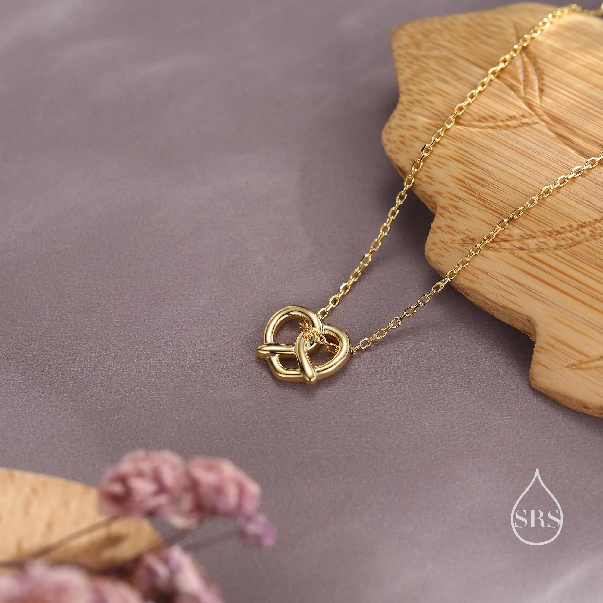 Tiny Pretzel Heart Knot Pendant Necklace in Sterling Silver, Silver or Gold or Rose Gold, Heart Knot Necklace, Silver Pretzel Necklace - Image 4