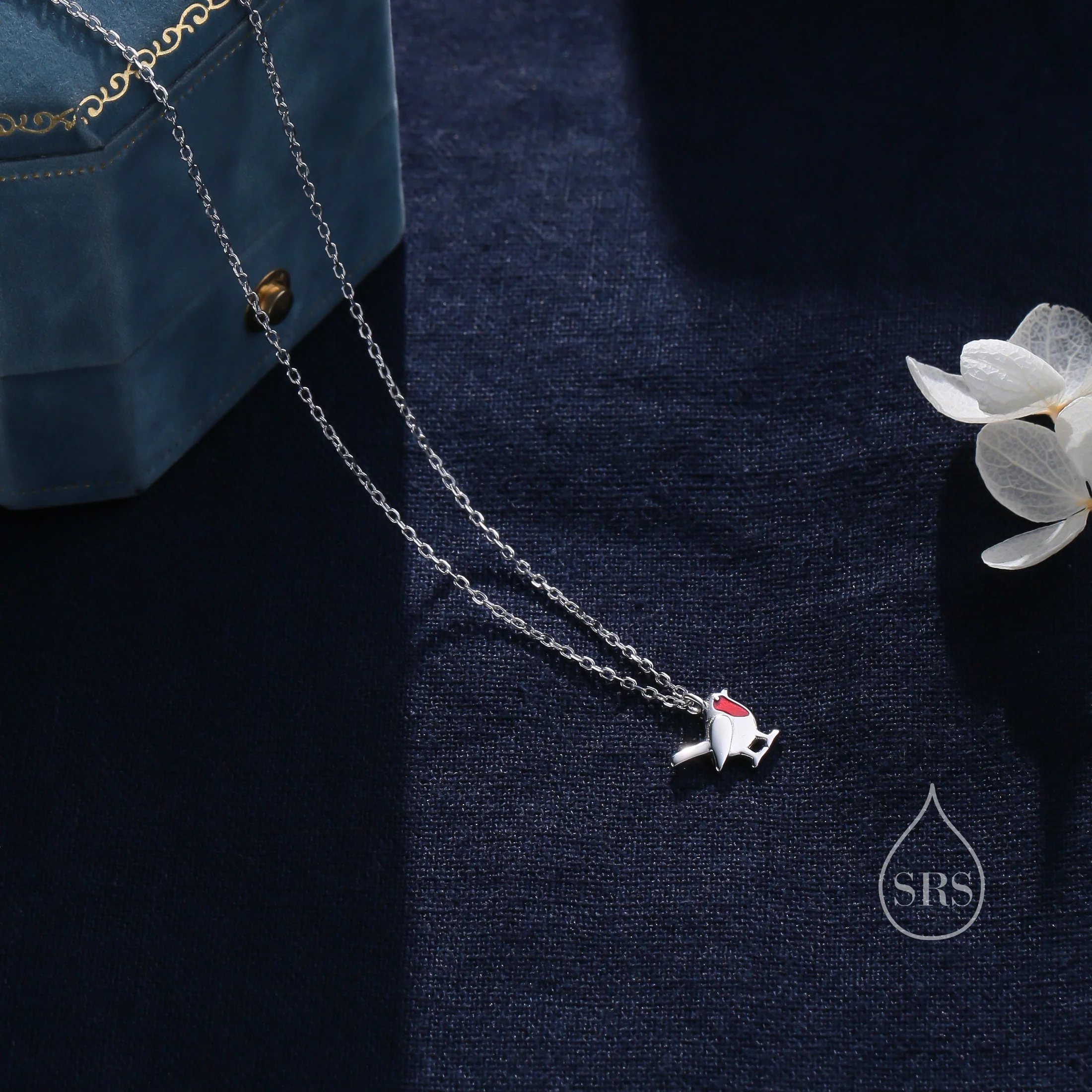 Tiny Robin Bird Pendant Necklace in Sterling Silver with Enamel, Silver Robin Pendant, Nature Inspired Jewellery, Bird Necklace - Image 4