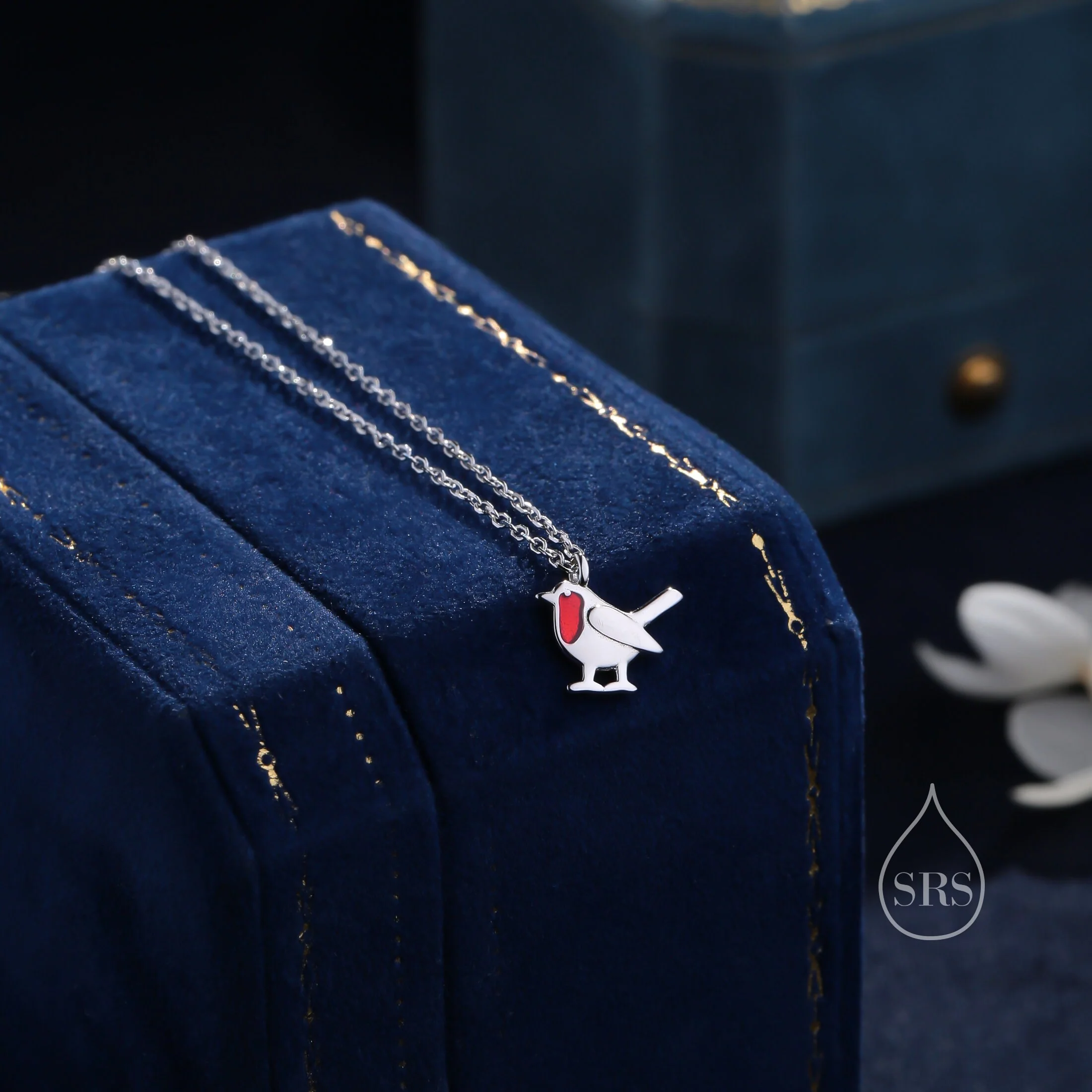 Tiny Robin Bird Pendant Necklace in Sterling Silver with Enamel, Silver Robin Pendant, Nature Inspired Jewellery, Bird Necklace - Image 5